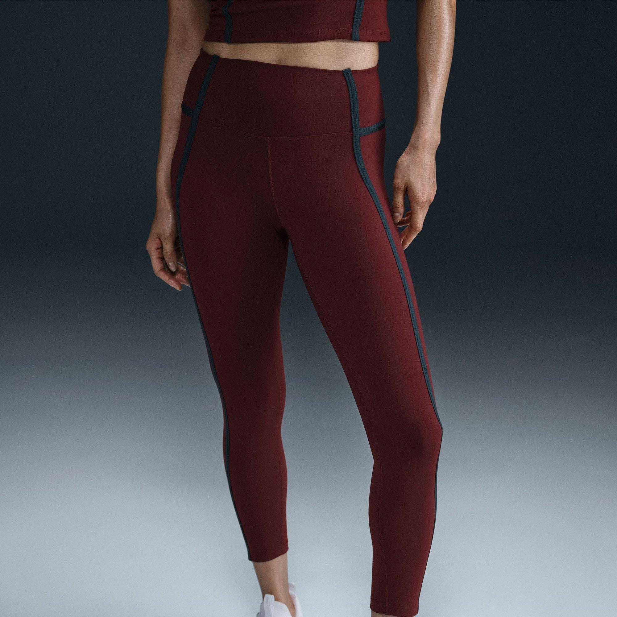 Dk.Red/Wht/Blk - Nike - One Womens High-Waisted 7/8  Performance Leggings - 4