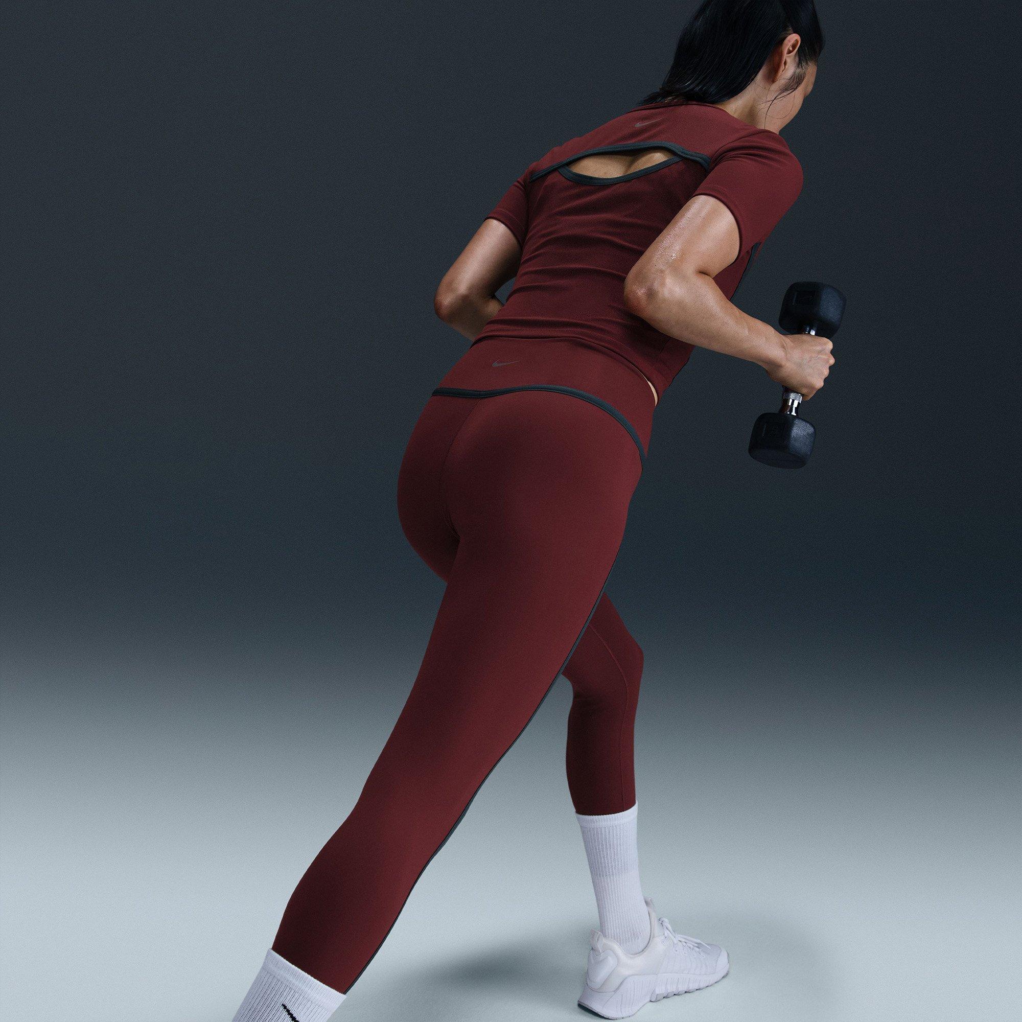 Dk.Red/Wht/Blk - Nike - One Womens High-Waisted 7/8  Performance Leggings - 6