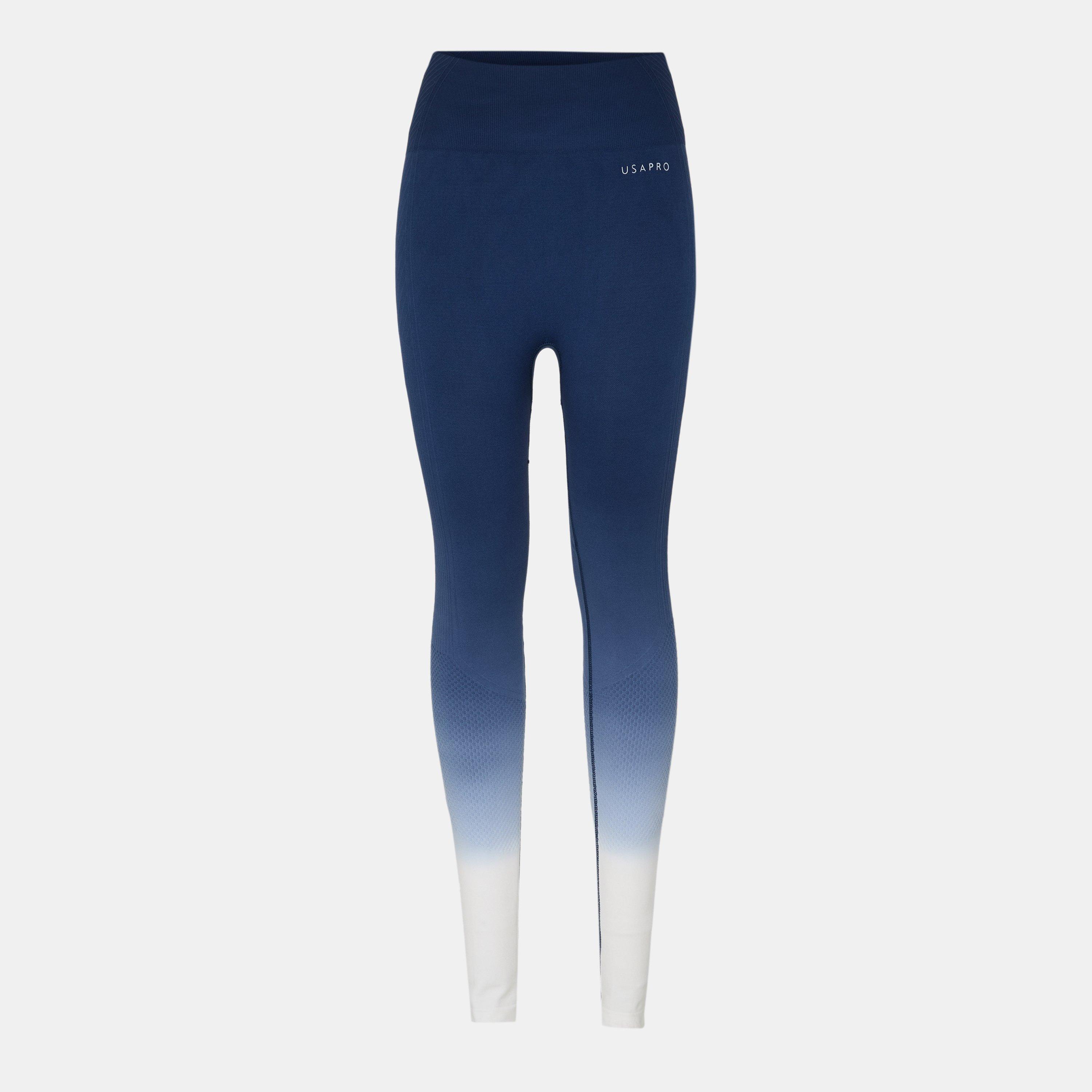 Usa Pro Women's Seamless Ombre Leggings - Navy/White - 14 (42)