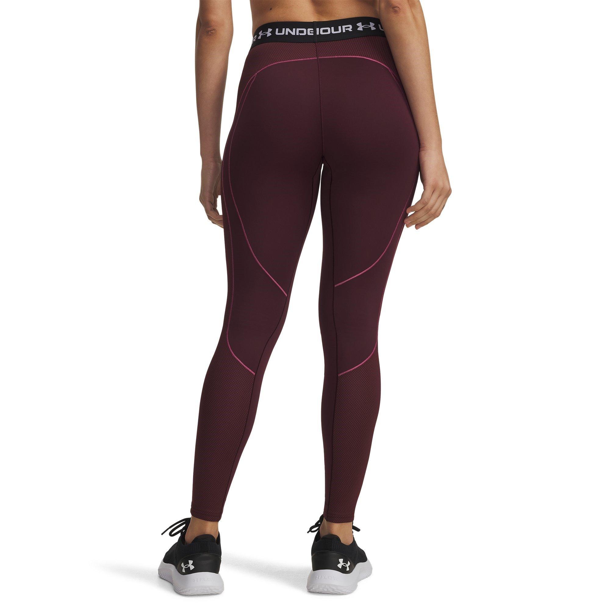 Dark Maroon - Under Armour - Textured Gym Legging - 2