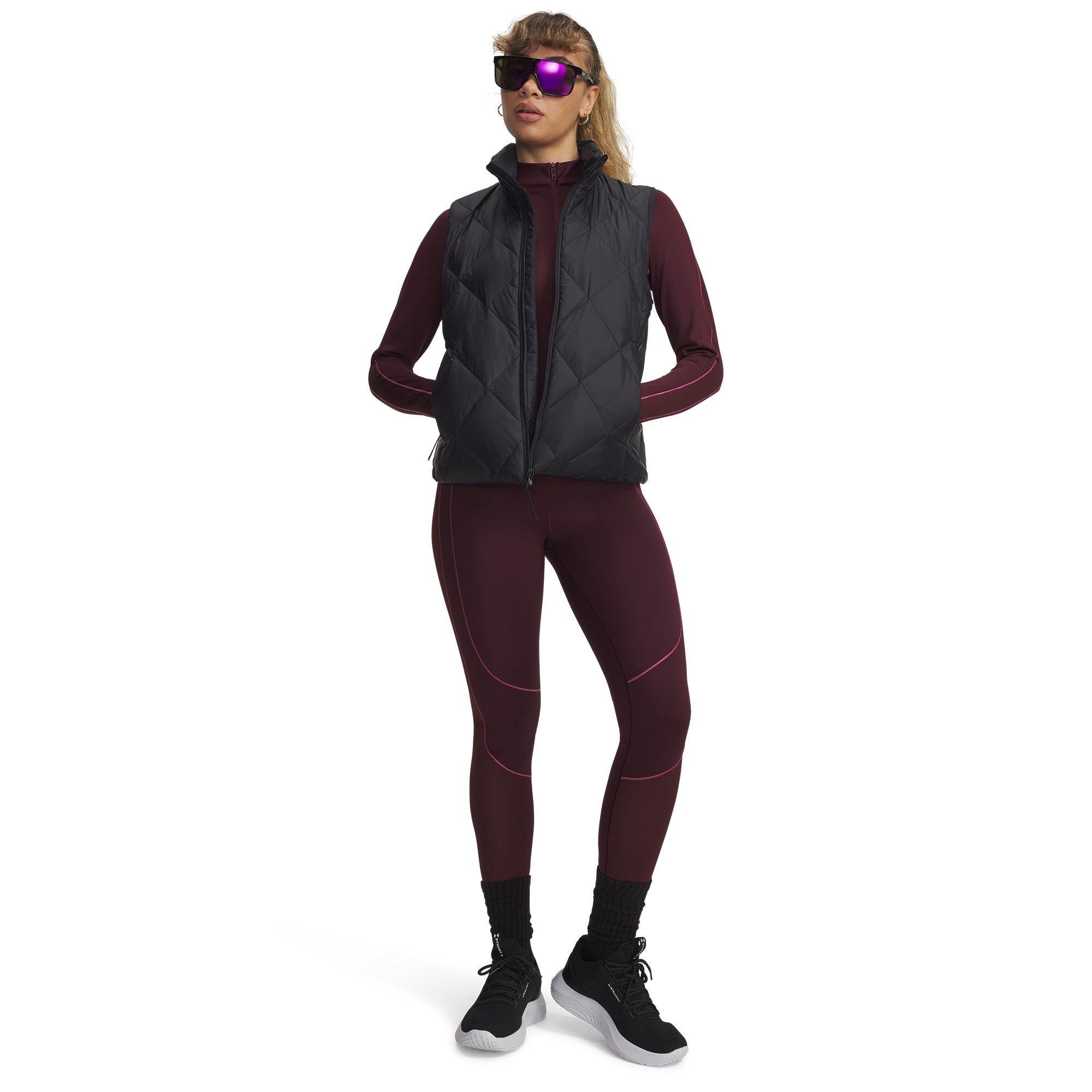 Dark Maroon - Under Armour - Textured Gym Legging - 4