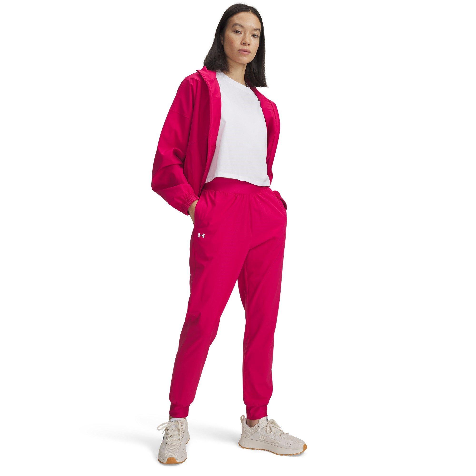 Pink - Under Armour - Women's High Rise Woven Performance Tracksuit Bottom - 3