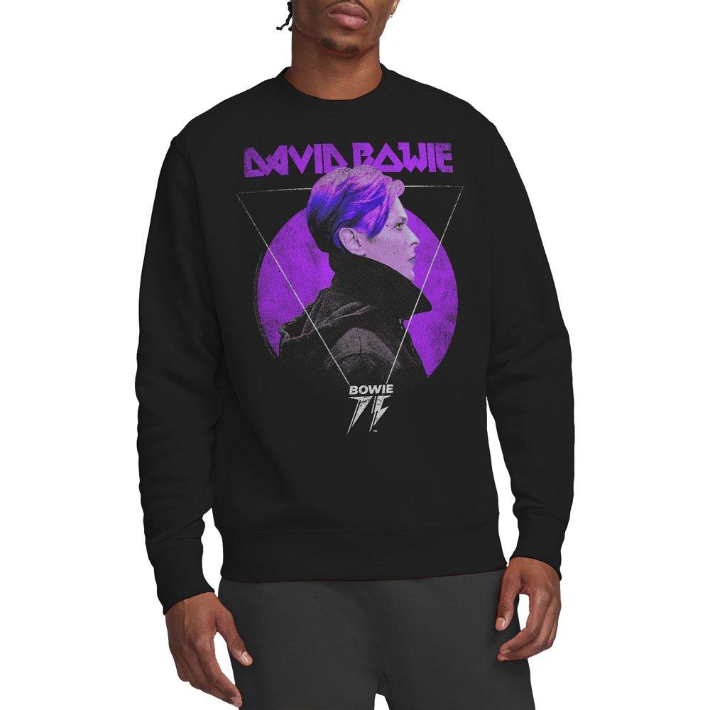 Black - David Bowie - David Bowie Side Profile 75 Logo Crew Sweatshirt - 1
