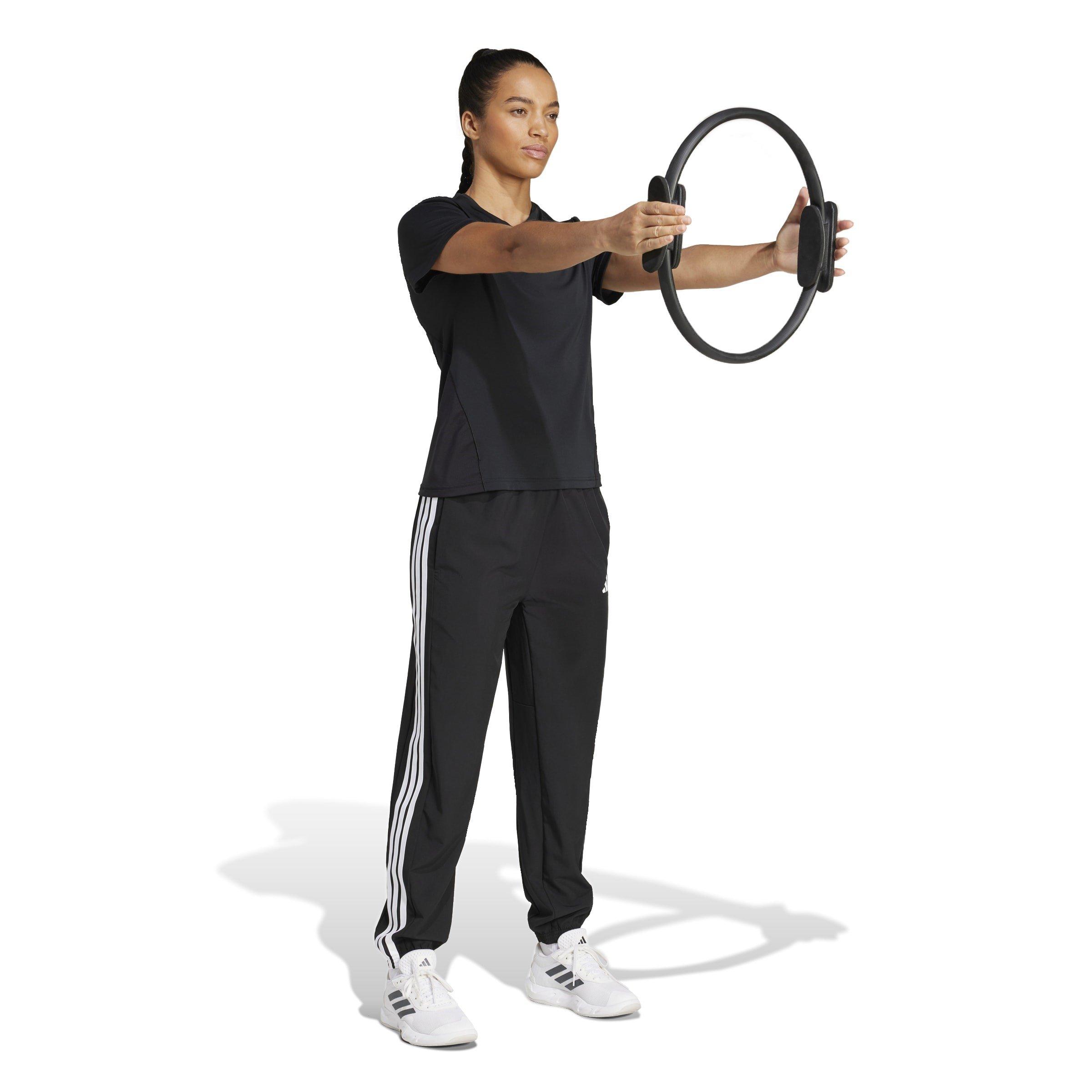 Black/White - adidas - Train Essentials 3-Stripes Woven Joggers Womens - 4