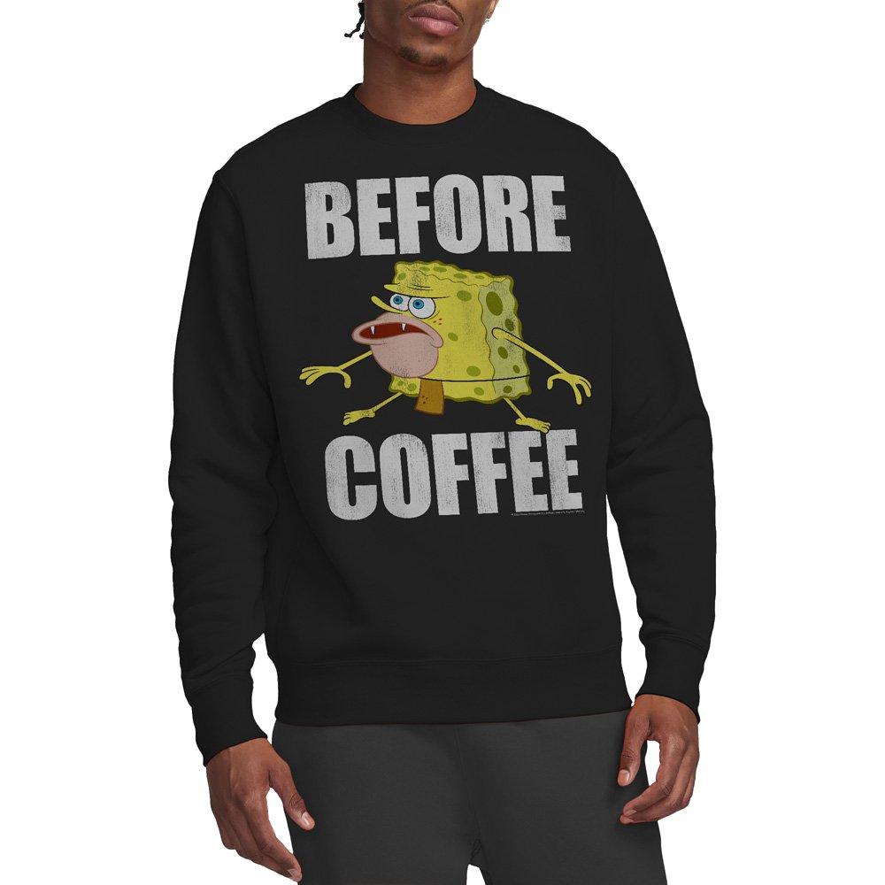 Spongebob Spongebob Before Coffee Meme Crew Sweatshirt Blac