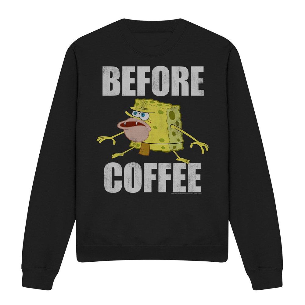 Black - Spongebob - Spongebob Before Coffee Meme Crew Sweatshirt Blac - 4