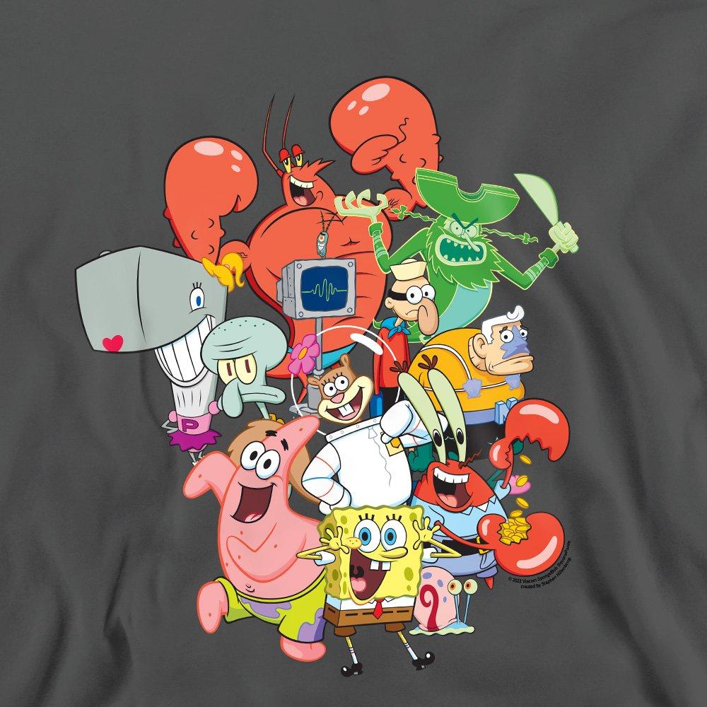 Charcoal - Spongebob - Spongebob The Whole Gang Crew Sweatshirt Charcoal - 2