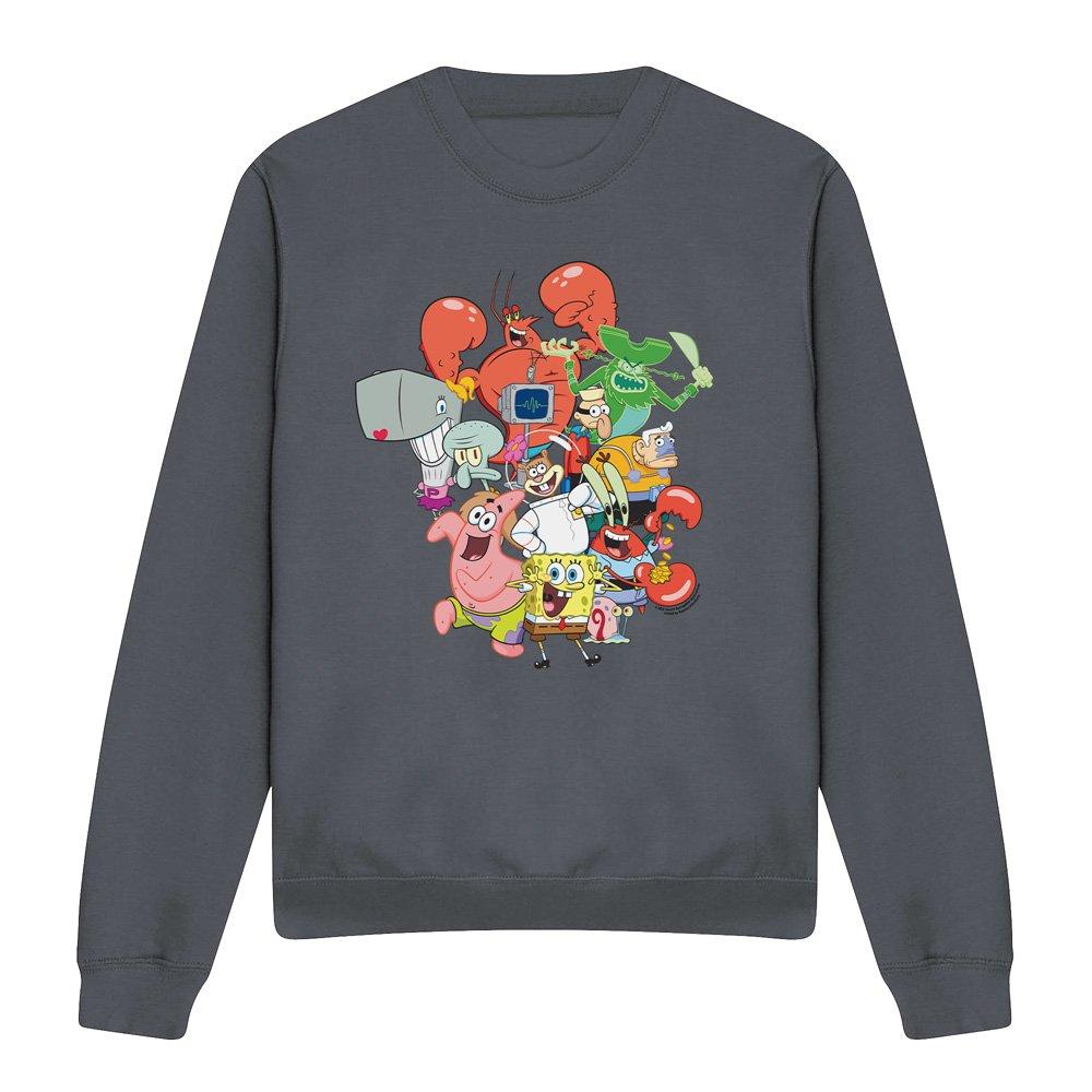 Charcoal - Spongebob - Spongebob The Whole Gang Crew Sweatshirt Charcoal - 4