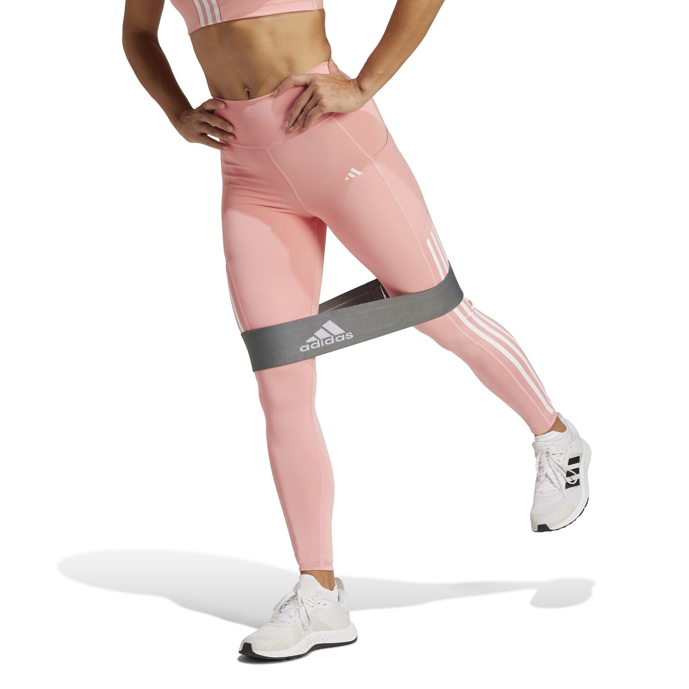 Semi Pink Spark - adidas - Optime 3 Stripes Womens Performance Full Length Leggings - 2