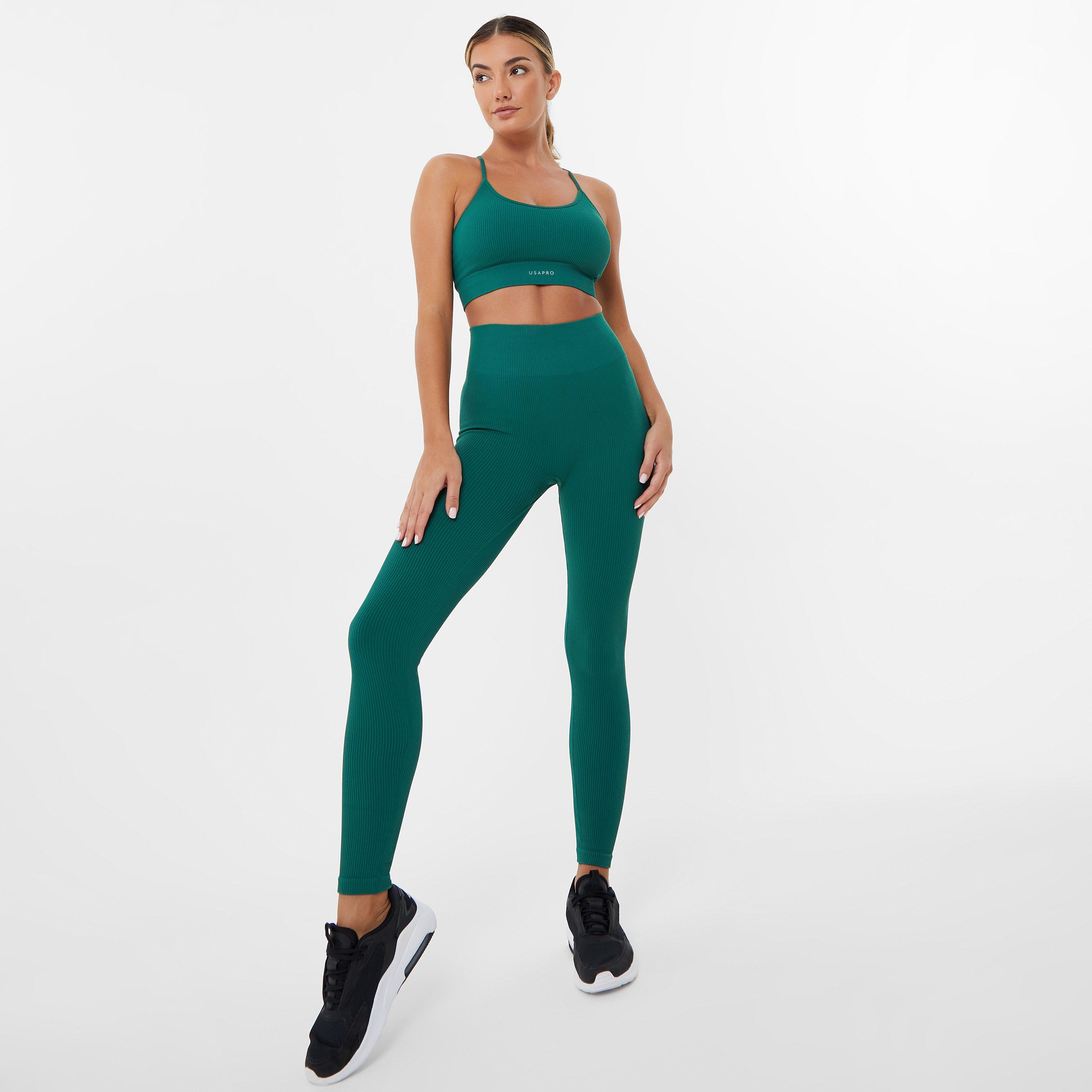 Forest Green - USA Pro - Seamless Ribbed Leggings - 4