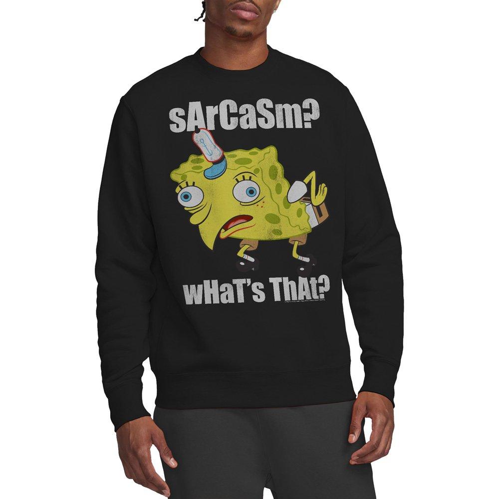 Black - Spongebob - Spongebob SarcaSmall Meme Crew Sweatshirt Black - 1