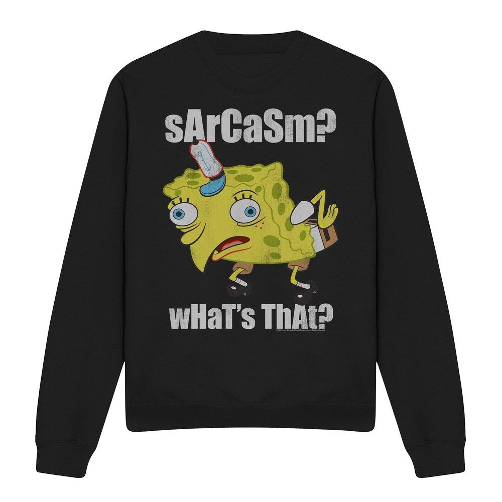 Black - Spongebob - Spongebob SarcaSmall Meme Crew Sweatshirt Black - 4