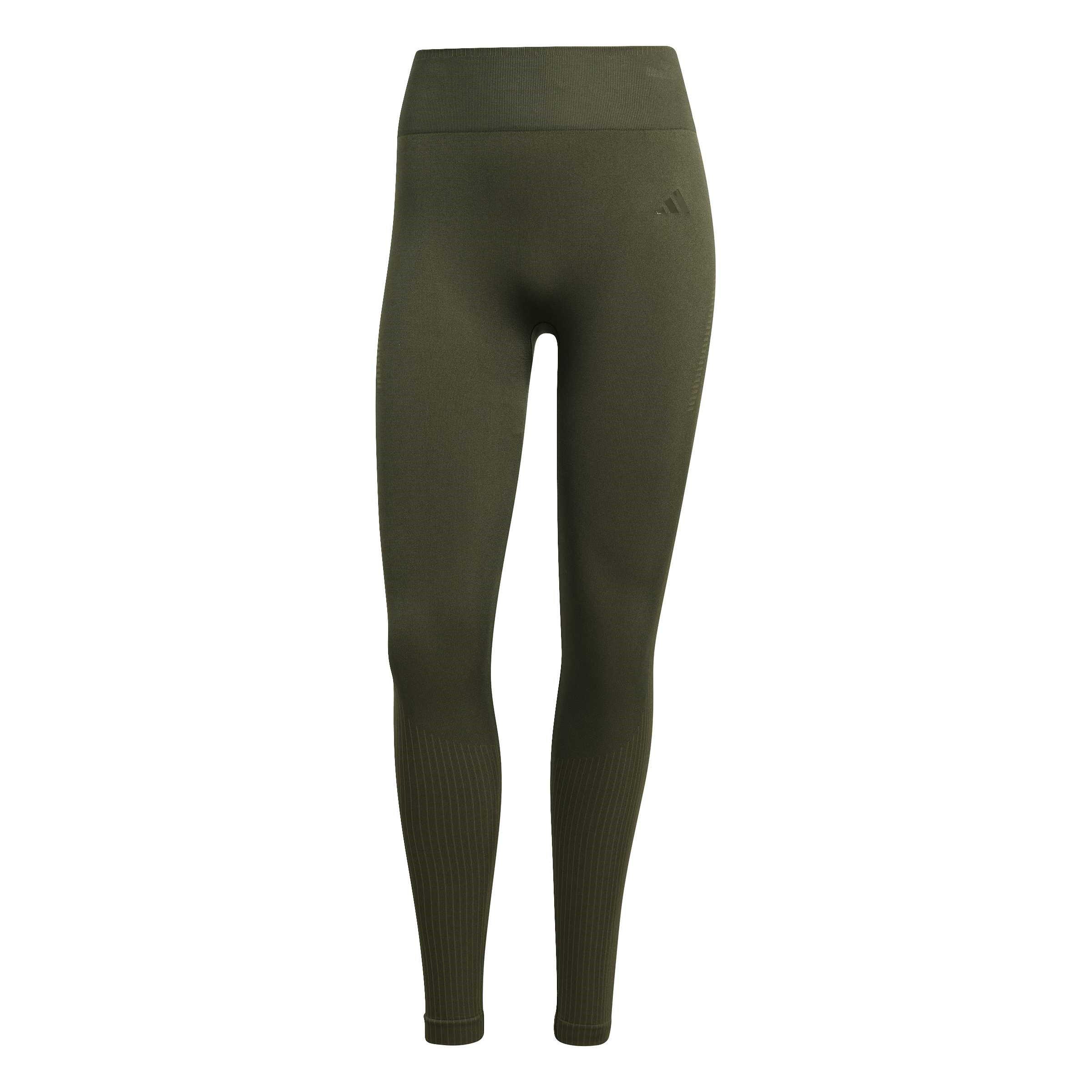 Adidas Women's Workout Essentials Full-Length Knit Leggings - Khaki - L (16-18)