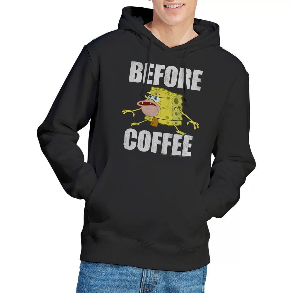 Black - Spongebob - Spongebob Before Coffee Meme Hoddie Black - 1