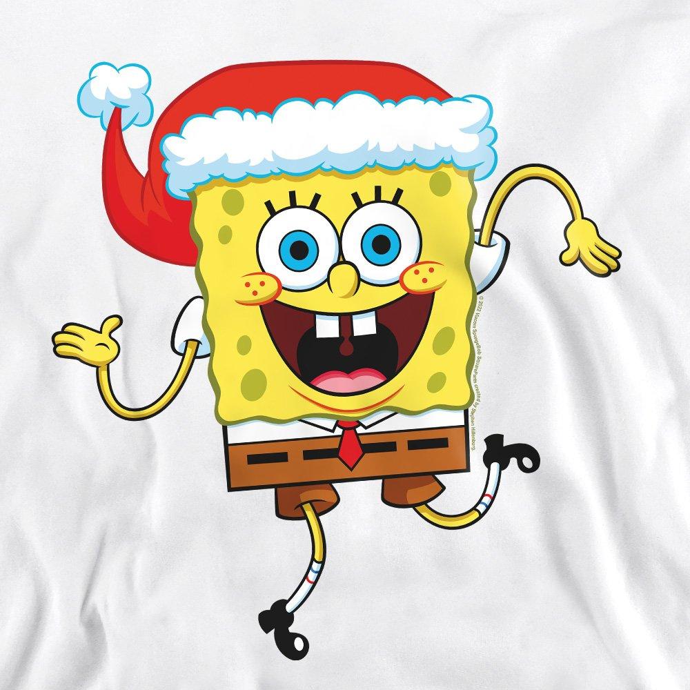 White - Spongebob - Spongebob Squarepants Christmas Santa Hat Crew Swe - 2