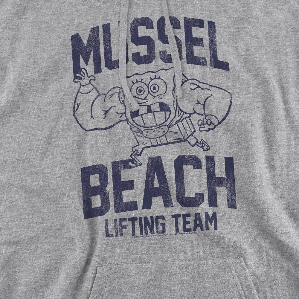 Light Grey - Spongebob - Spongebob Mussle Beach Lifting Team Hoodie Athlet - 2