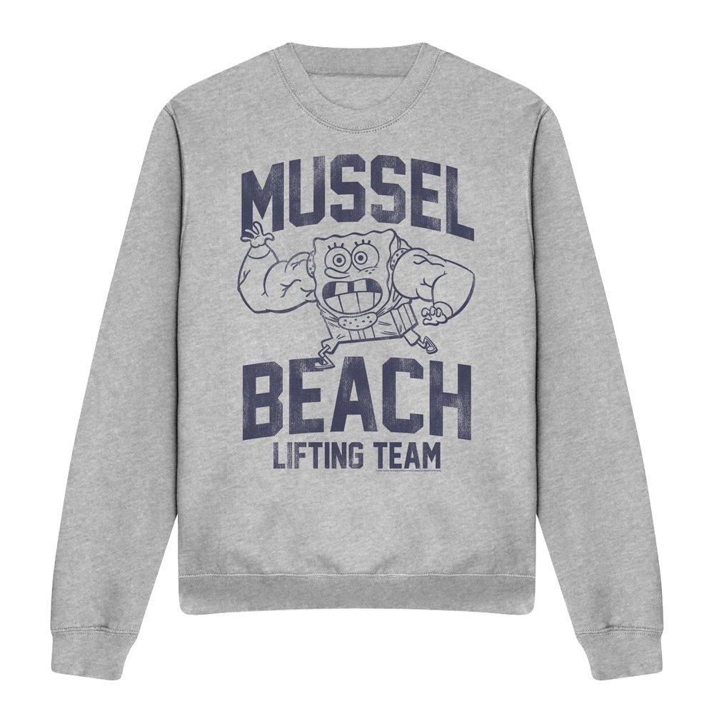 Light Grey - Spongebob - Spongebob Mussle Beach Lifting Team Crew Sweatshir - 4