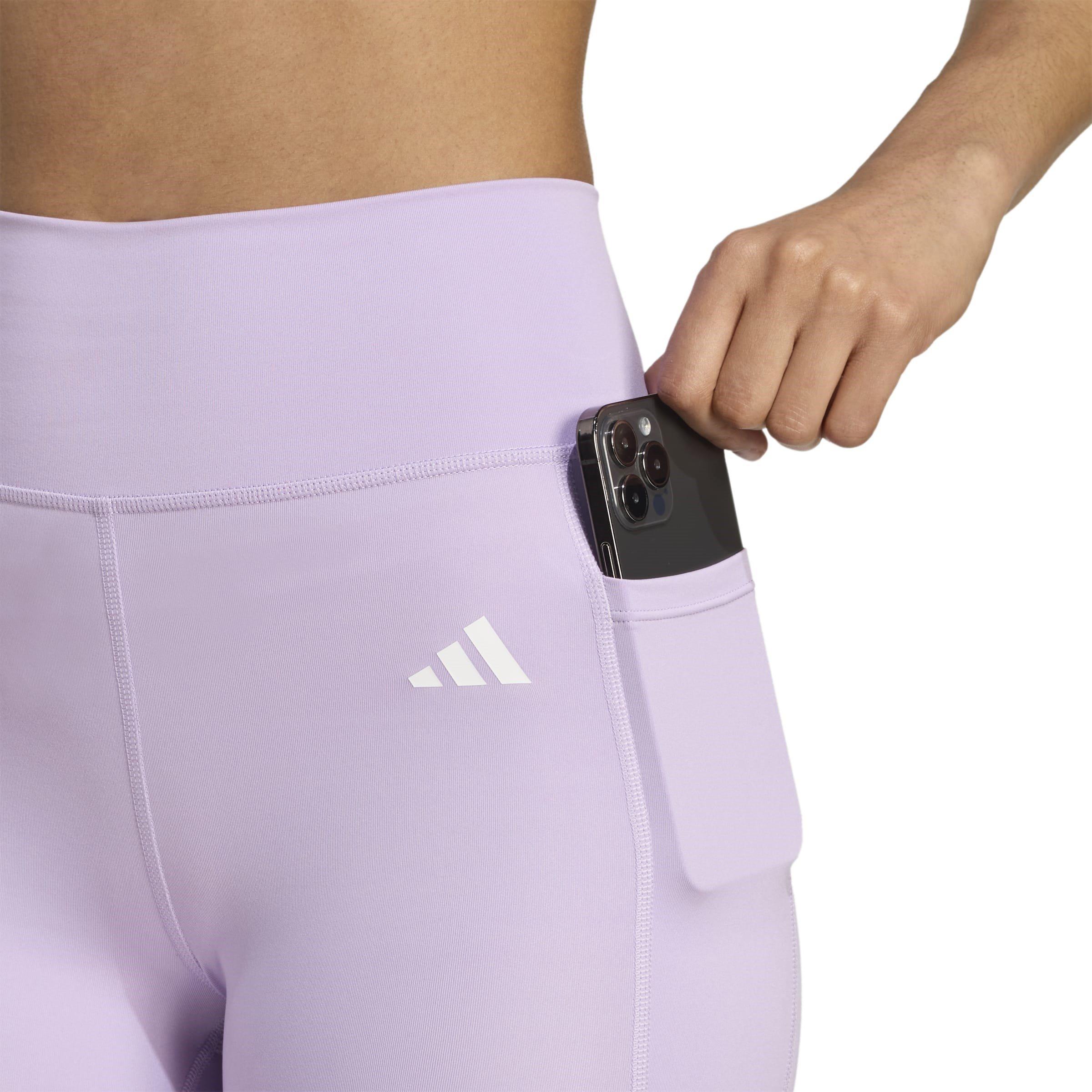 Powder Plum - adidas - Optime Essentials Stash Pocket Womens Full-Length Leggings - 4