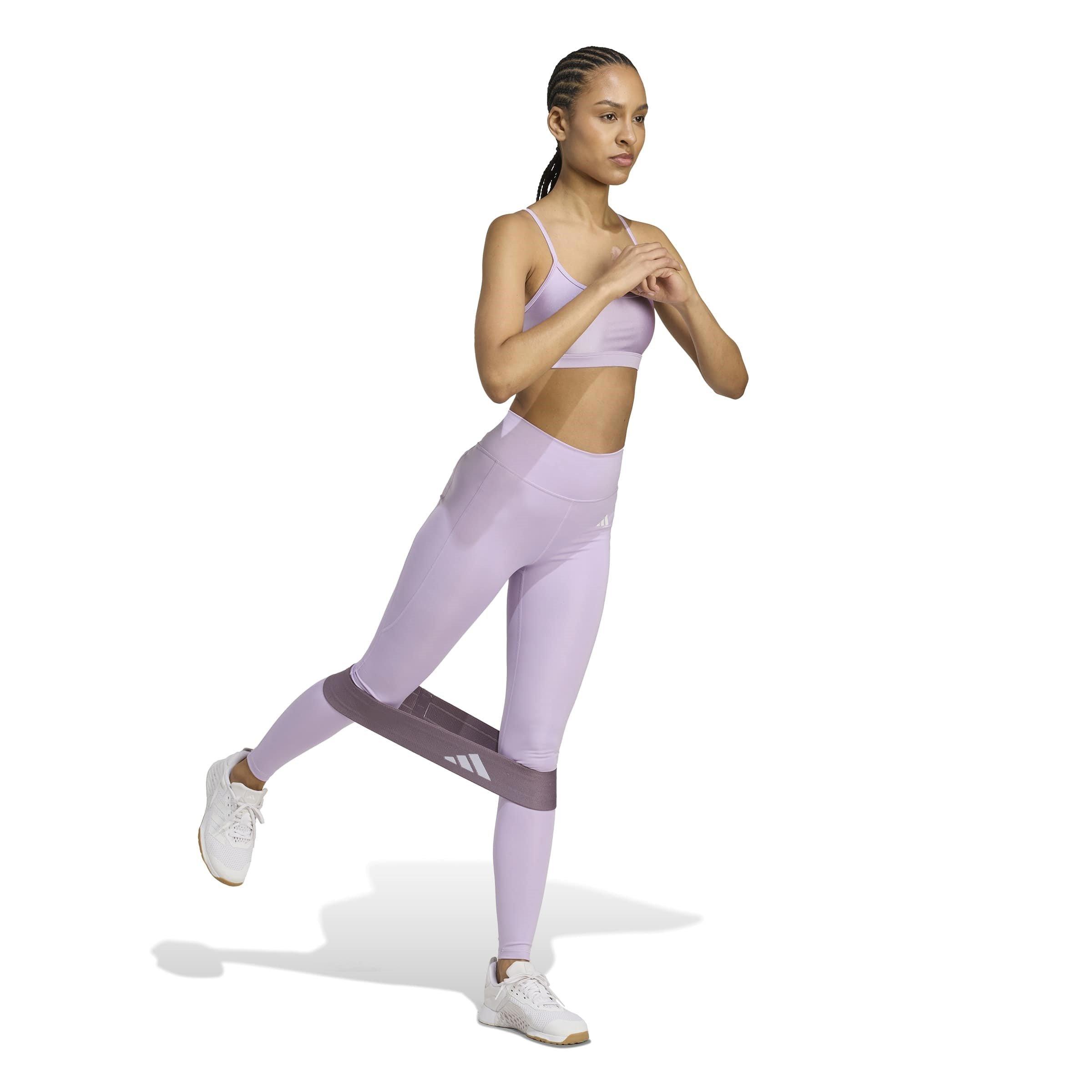 Powder Plum - adidas - Optime Essentials Stash Pocket Womens Full-Length Leggings - 6