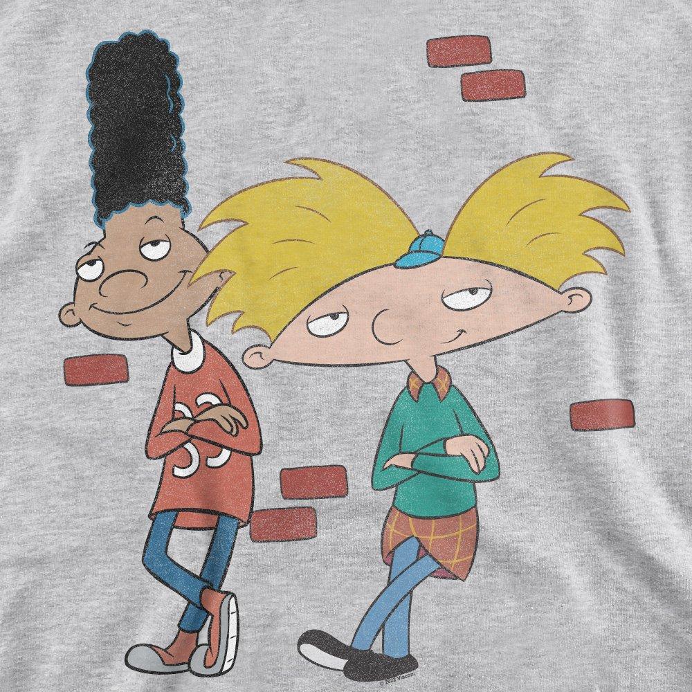 Light Grey - Nickelodeon - Hey Arnold Arnold And Gerald Leaning Crew Sweatshi - 2