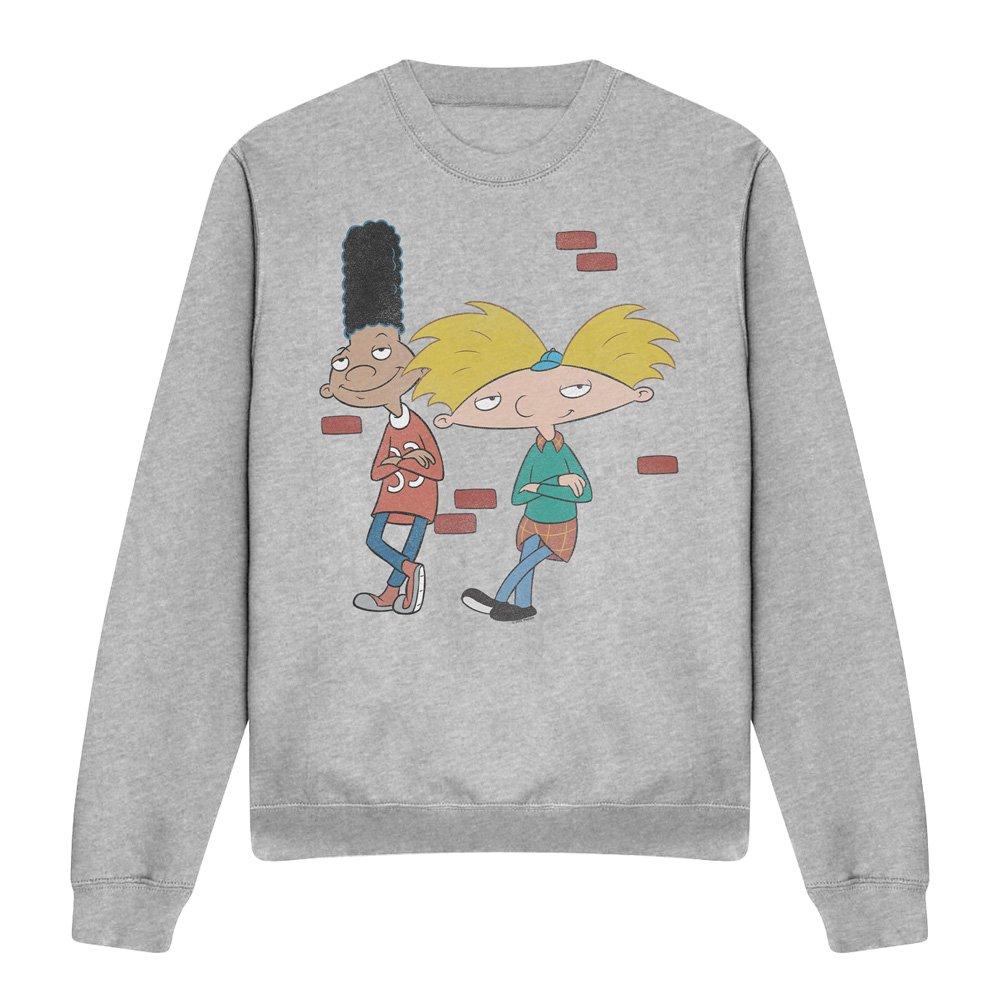 Light Grey - Nickelodeon - Hey Arnold Arnold And Gerald Leaning Crew Sweatshi - 4