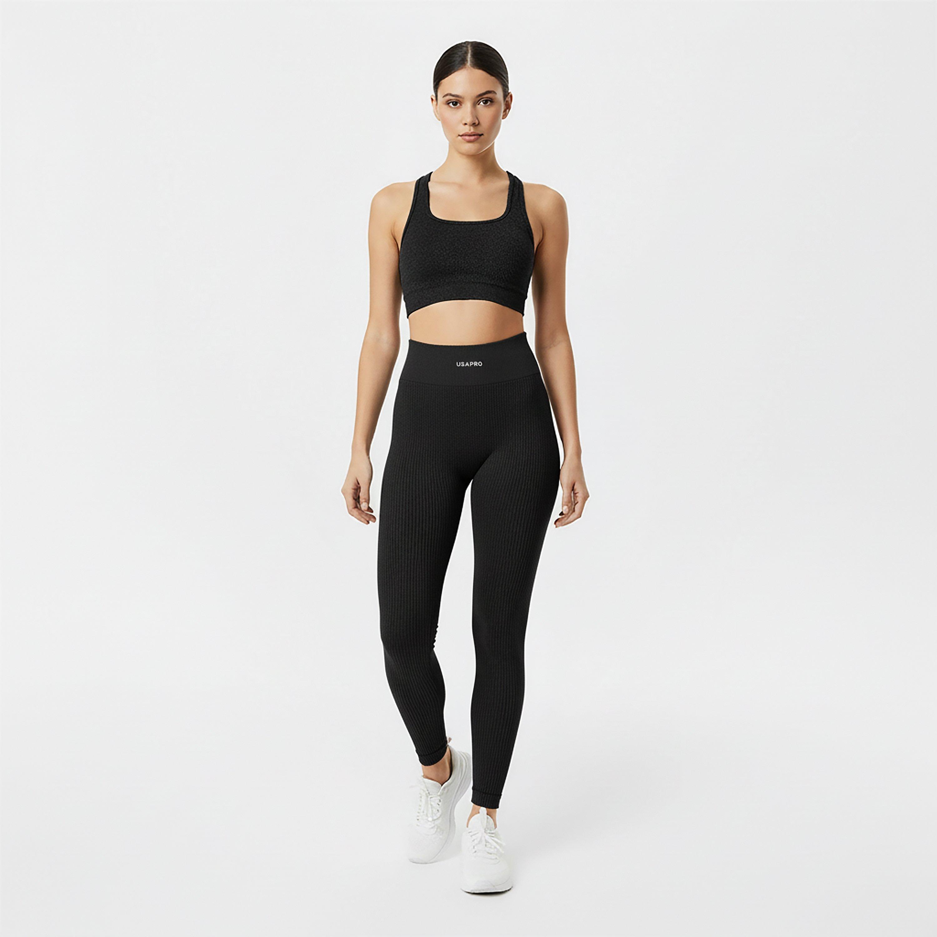 Black - USA Pro - Ribbed Leggings Womens - 5