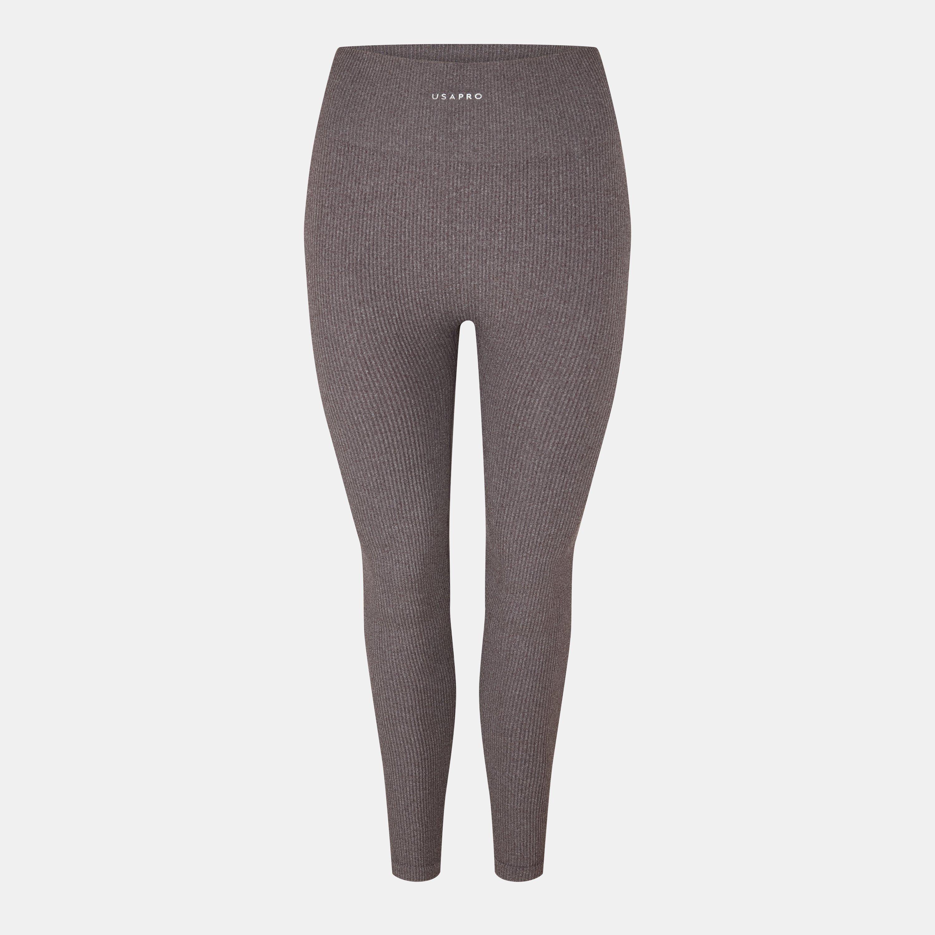 Espresso Marl - USA Pro - USAPro Ribbed Leggings Womens - 1