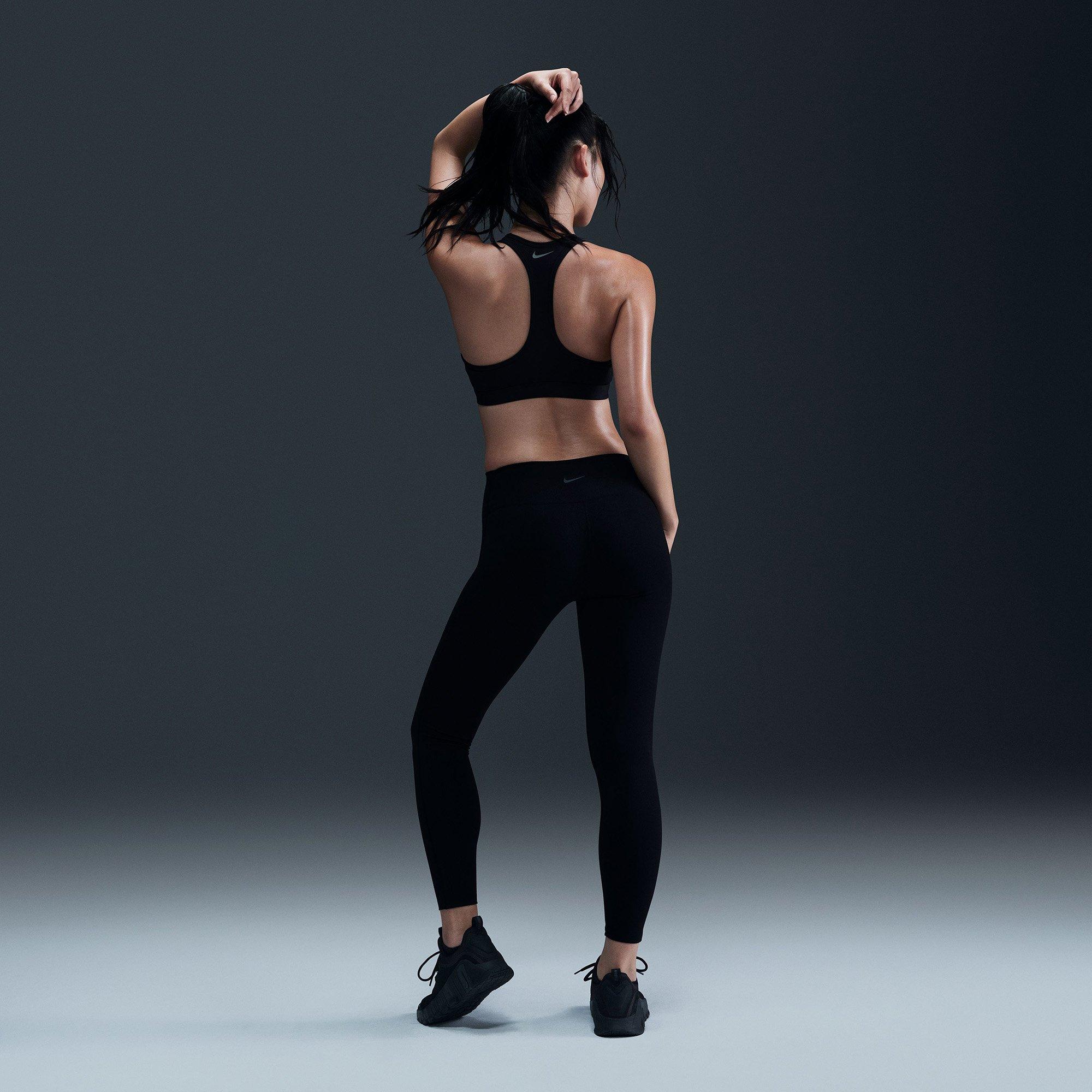 Black/Black - Nike - One Seamless Front Womens Performance High Waisted Full Length Leggings - 4