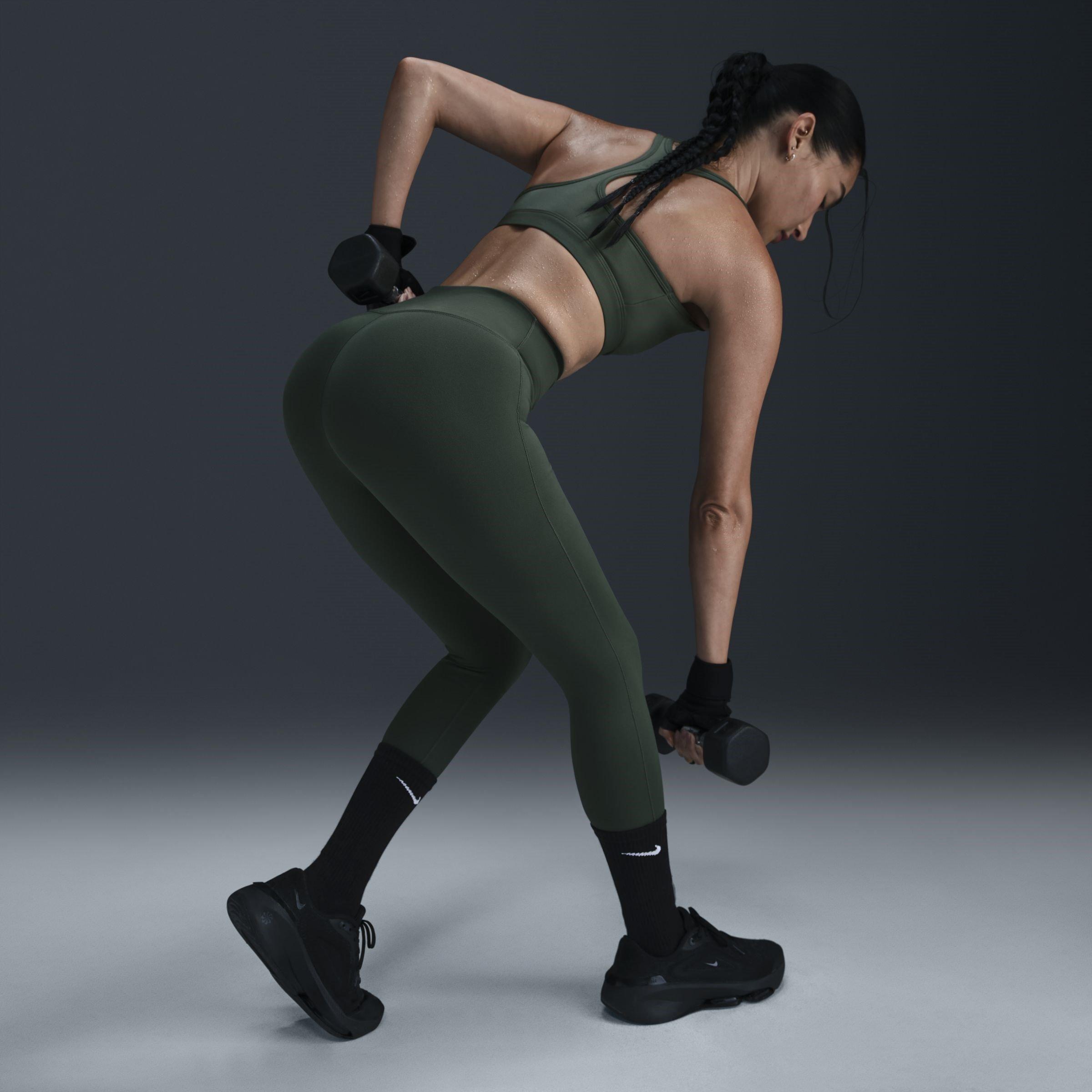 Vin.Green/Black - Nike - Nike One Seamless Front Womens Performance High Waisted Full Length Leggings - 3