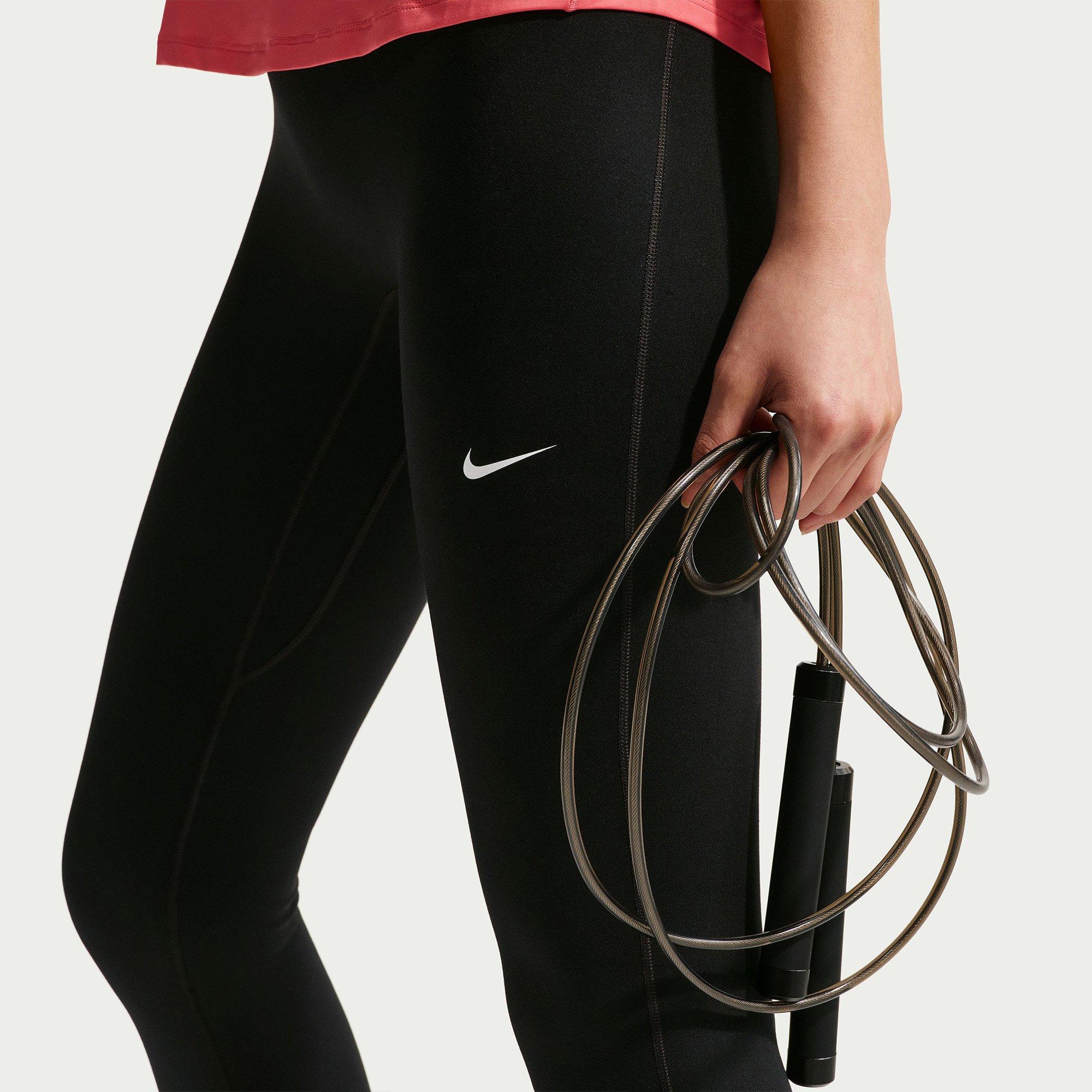 Black/White - Nike - One Seamless Front Womens Performance High Waisted Full Length Leggings - 3