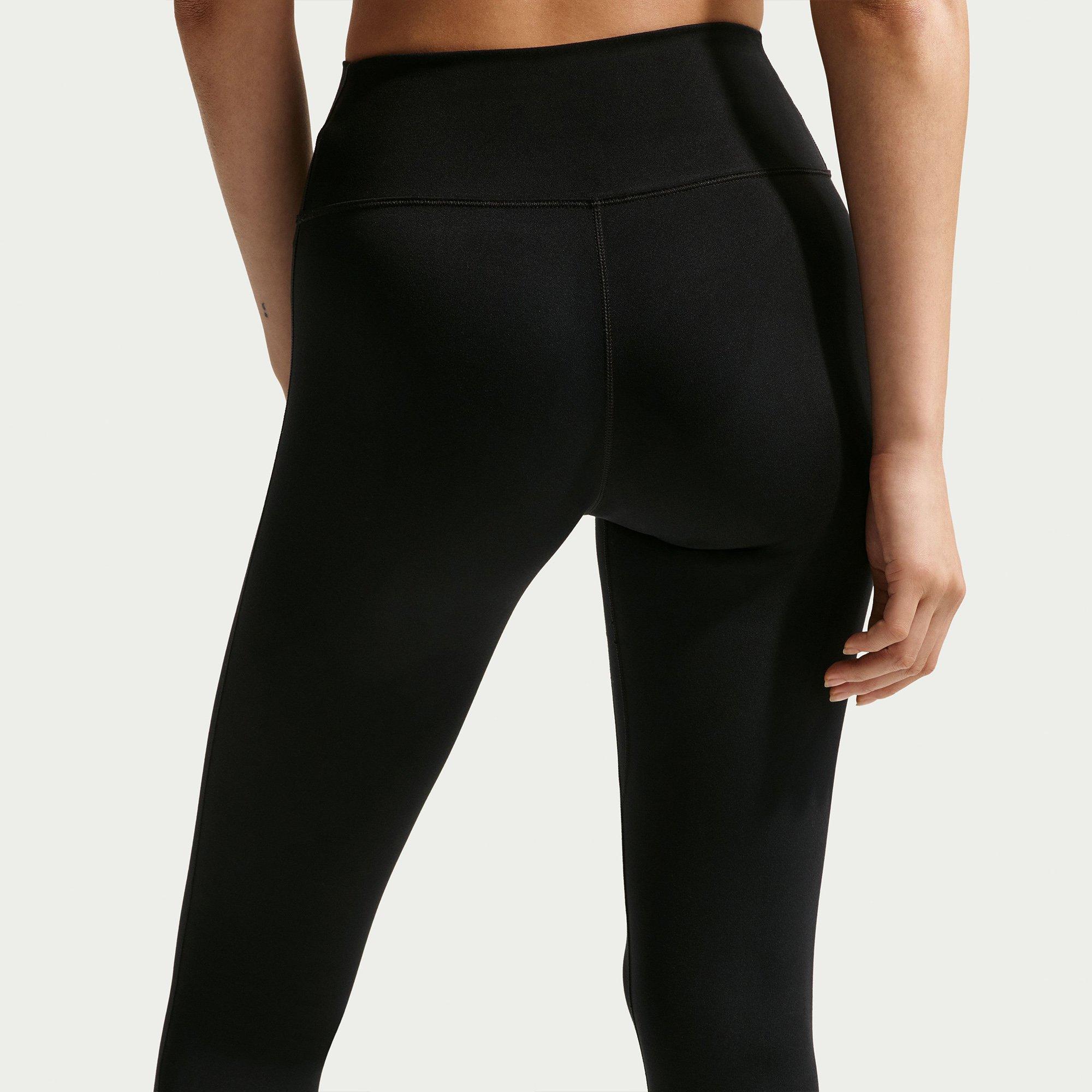 Black/White - Nike - One Seamless Front Womens Performance High Waisted Full Length Leggings - 4