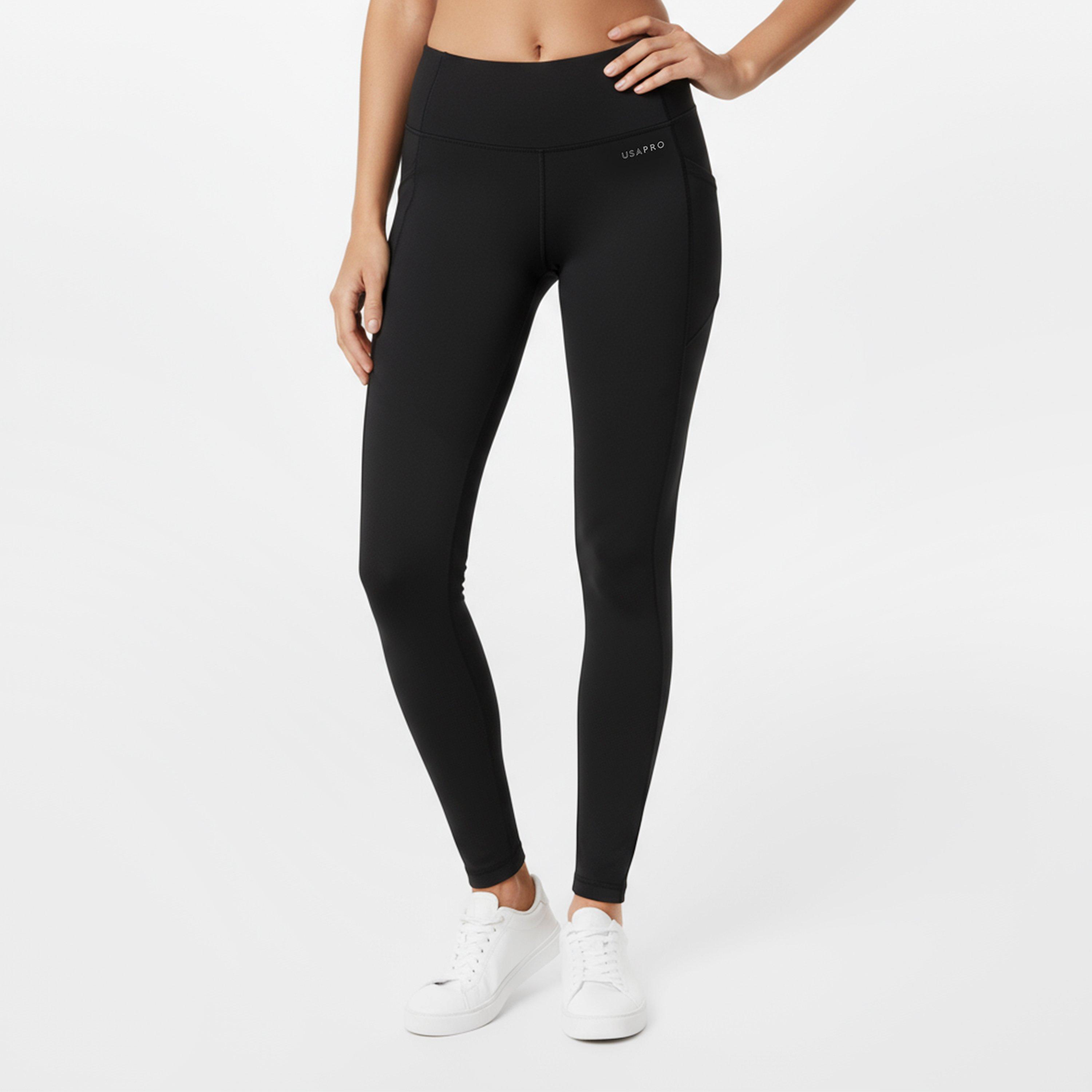 HUE Women's Pincord Leggings - Black Tapered Pants With Pockets, Size Small (US 4-6) 29" Inseam