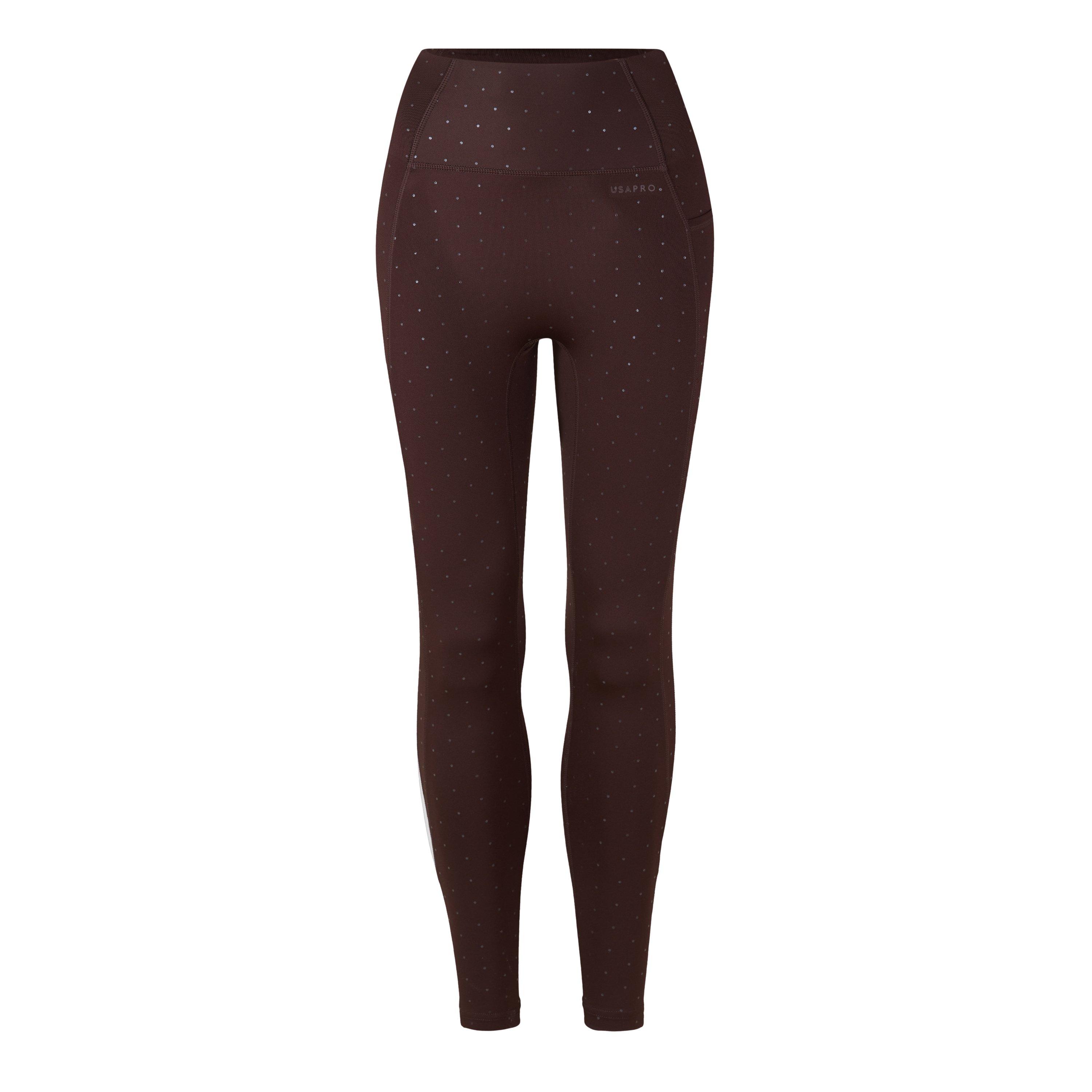 Usa Pro Women's Core High Rise Leggings - Choc Polka-Dot - 10 (38)