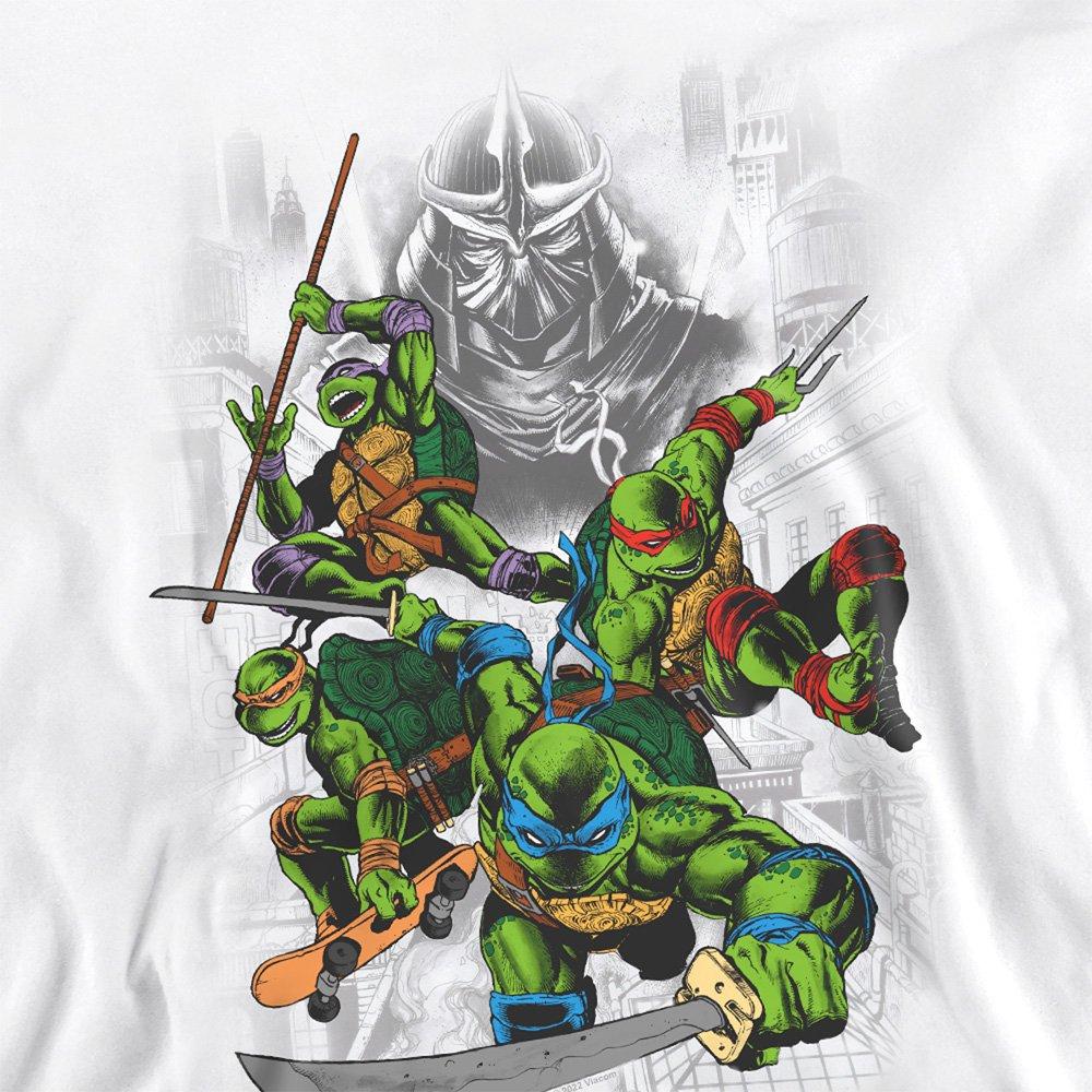 White - Teenage Mutant Ninja Turtles - Tmnt Shredder And Turtles Comic Crew Sweatshirt W - 2