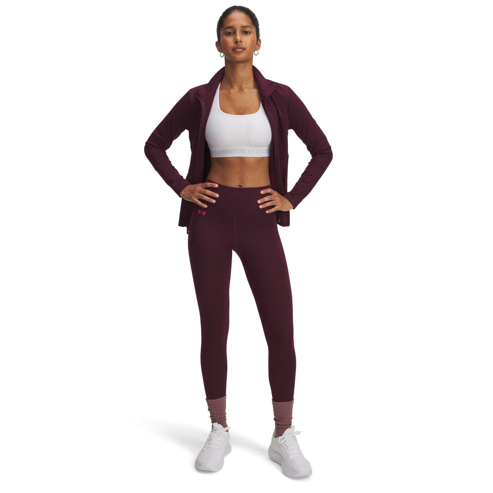Maroon/Fuchsia - Under Armour - Under Motion Womens Performance Ankle Leggings - 3