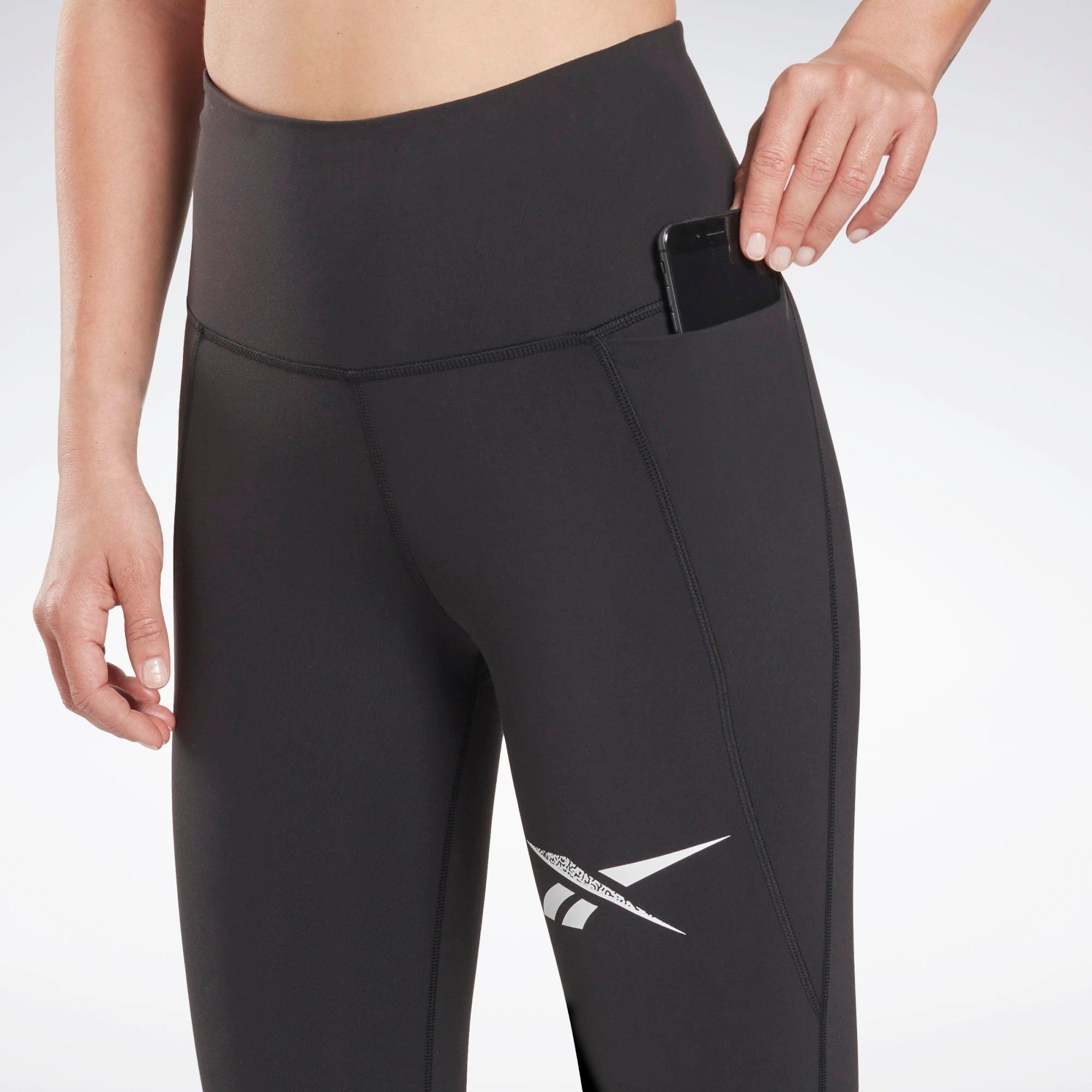 Black - Reebok - Lux Vector High Rise Womens Performance Leggings - 5