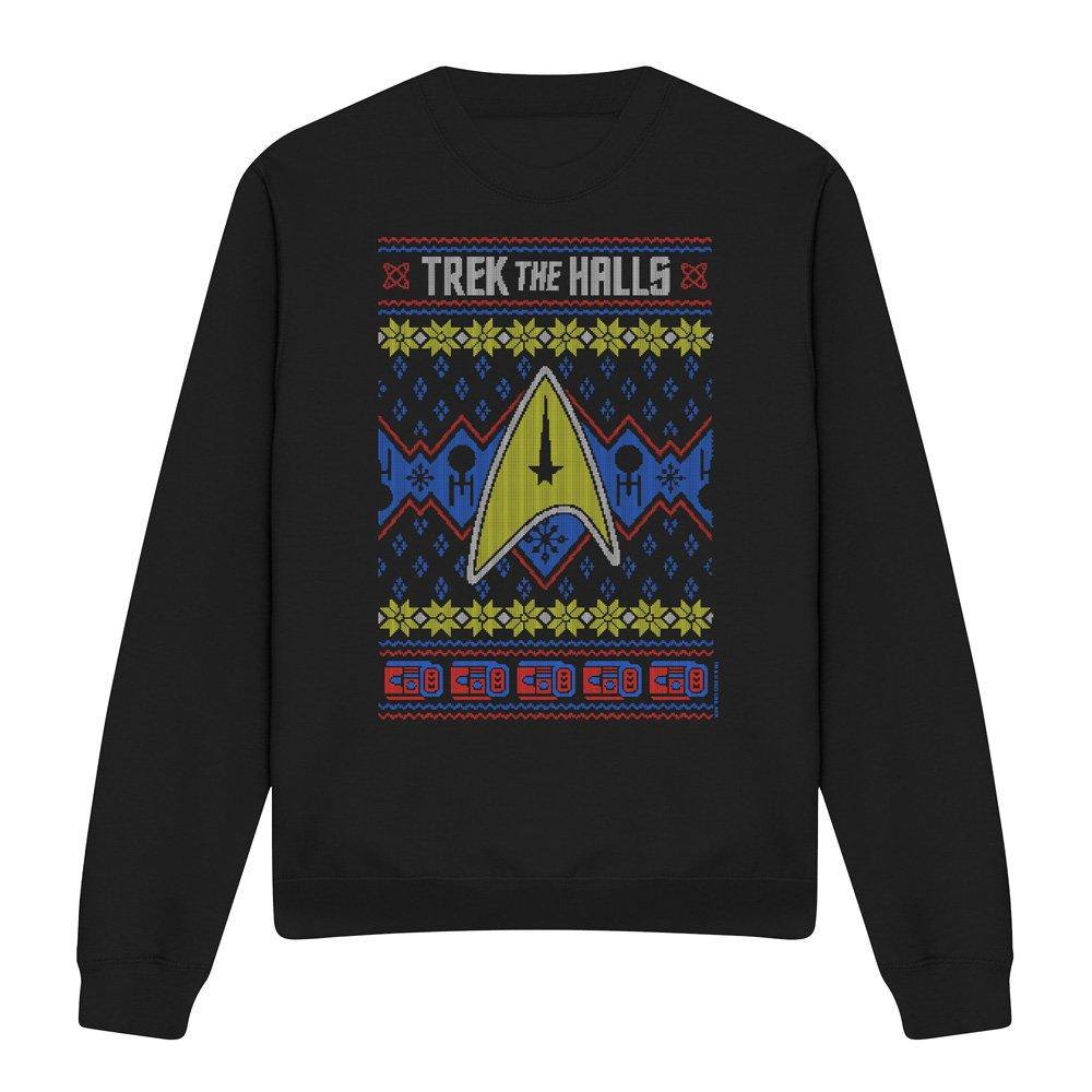 Black - Star Trek - Star Trek Trek The Halls Ugly Christmas Crew Sweat - 4