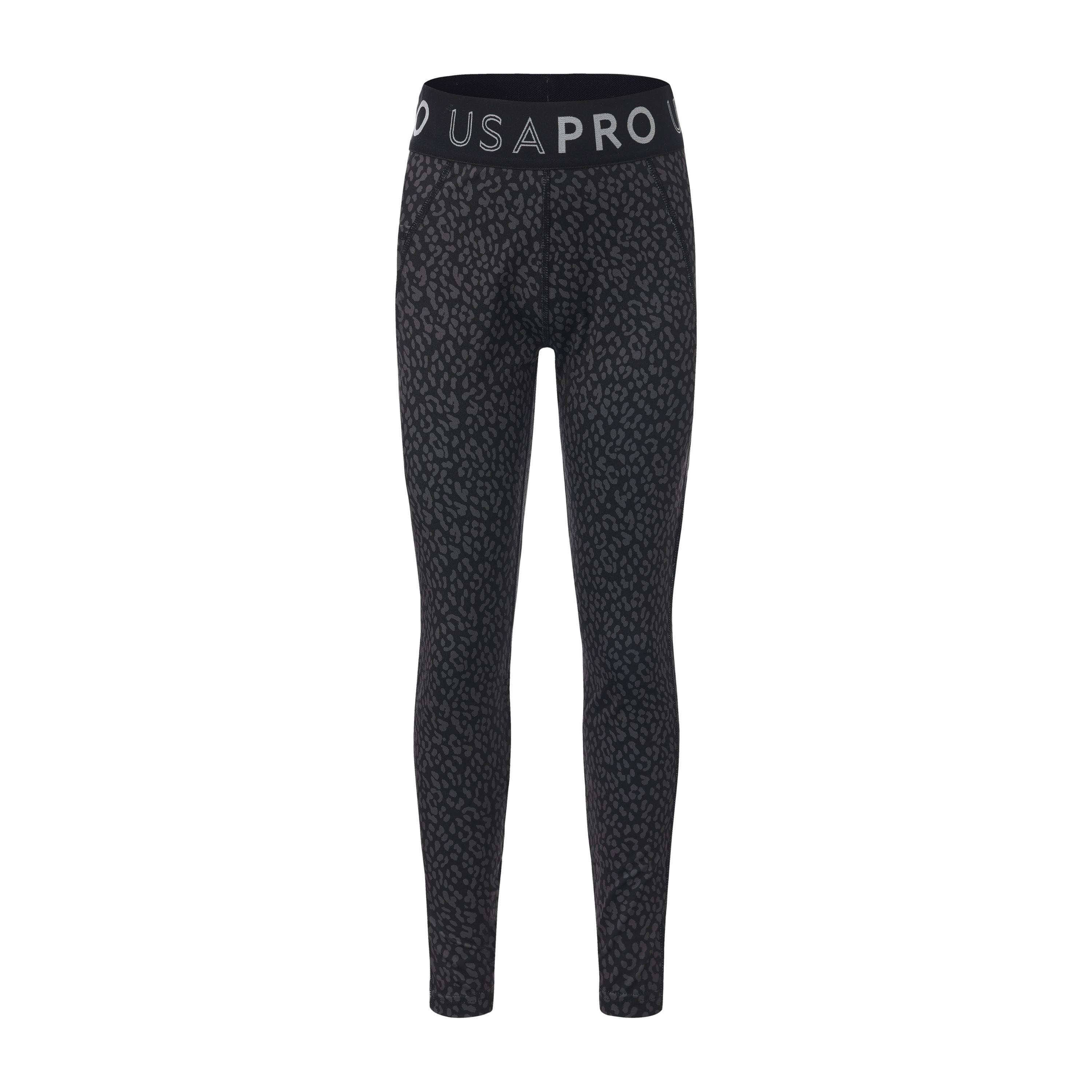 Usa Pro Girls Training Tight Legging Junior - Black Leopard - 13 Yrs