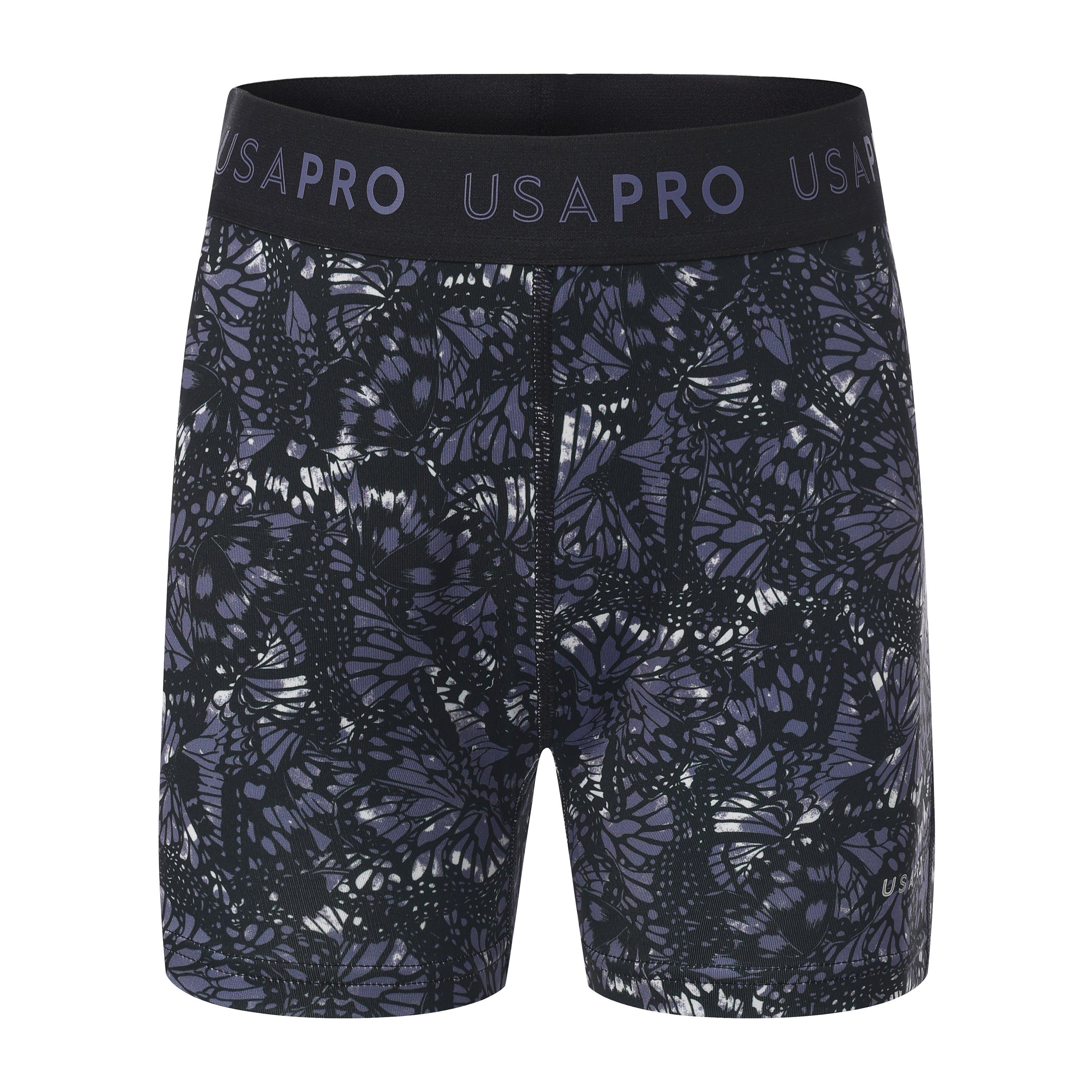 Usa Pro Girls 3 Inch Training Shorts Junior - Black Butterfly - 13 Yrs