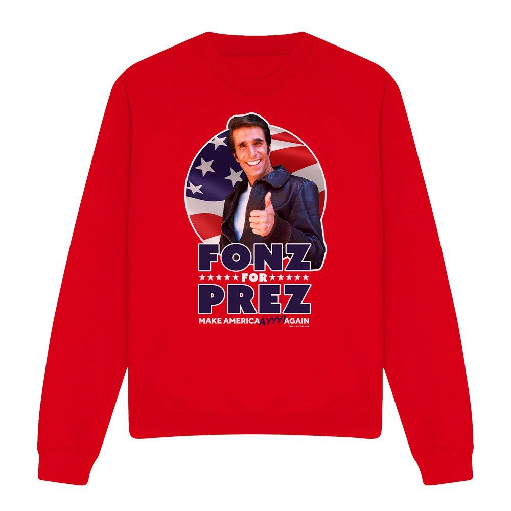 Red - Other - Happy Days Fonz For Prez Crew Sweatshirt Red - 4