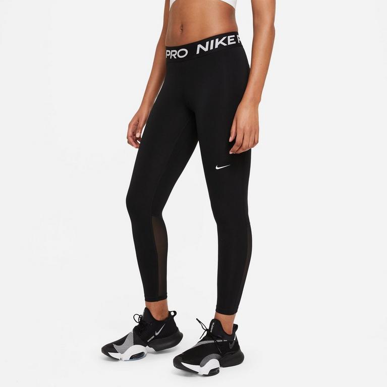 Noir - Nike - Pro Women's Mid-Rise Mesh-Panelled Leggings - 3