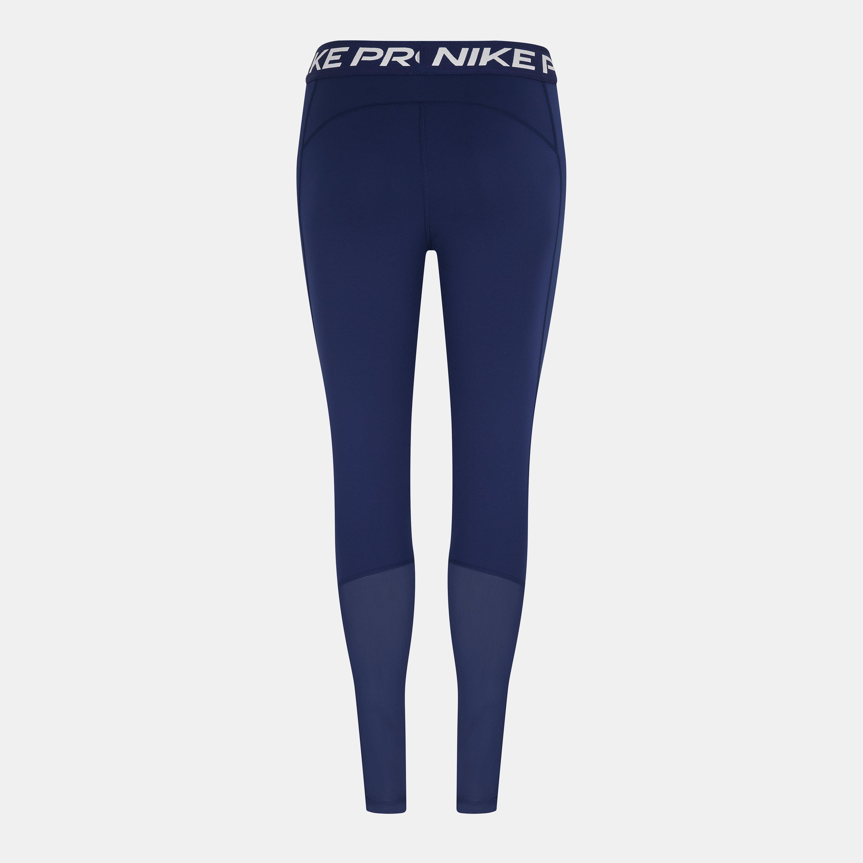Nike Women's Pro Mid-Rise Mesh-Panelled Leggings - Midnight Navy - 16 (XL)