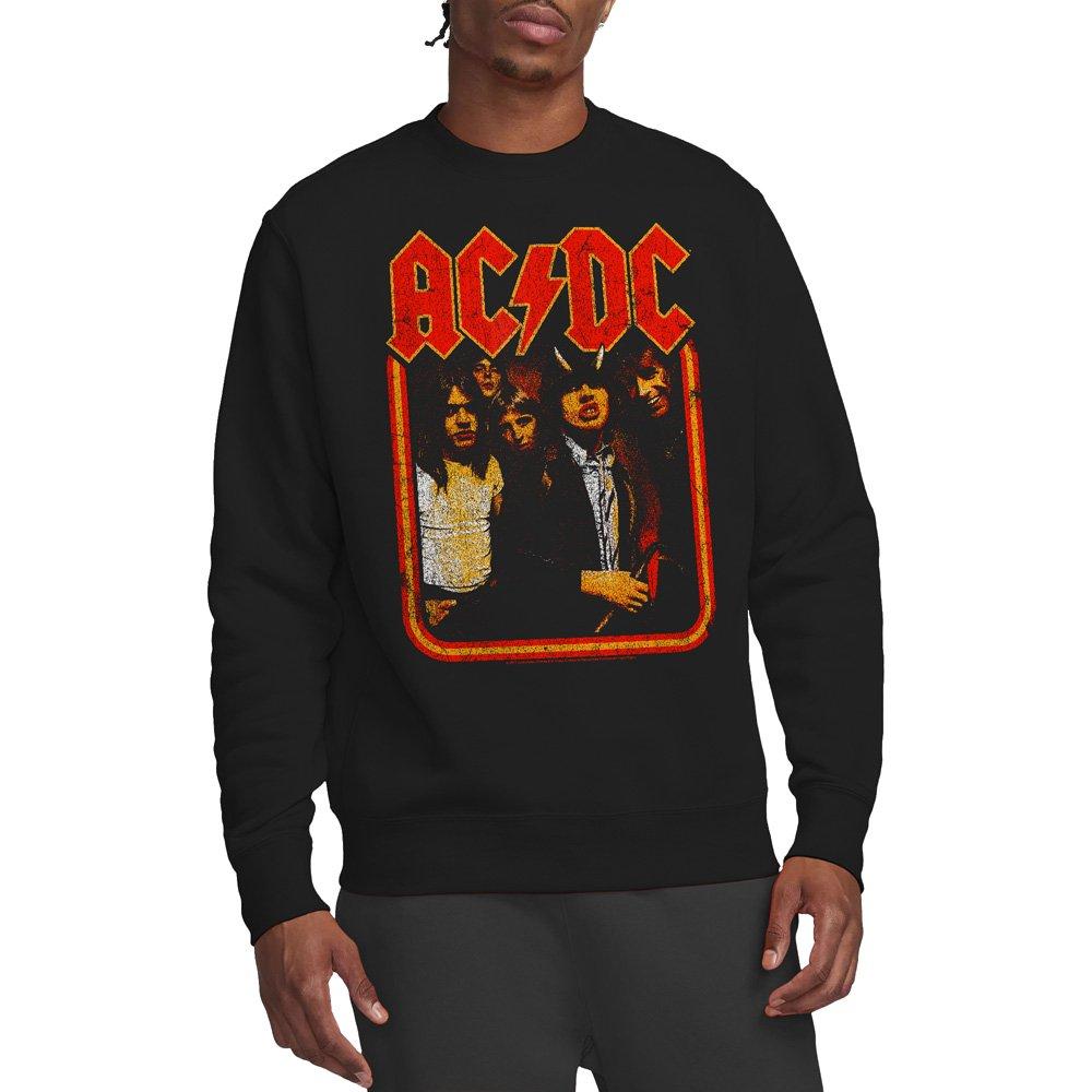 Black - ACDC - AC DC Group Distressed Crew Sweatshirt Black - 1