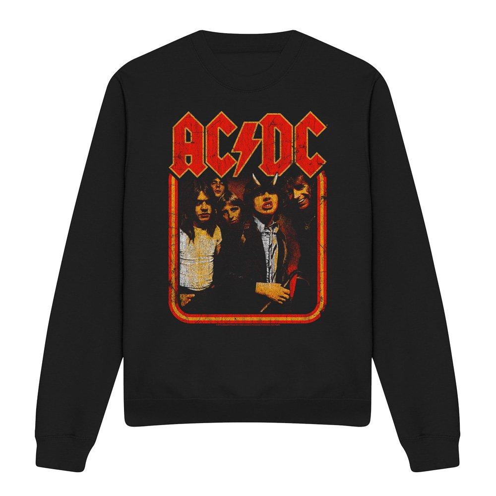 Black - ACDC - AC DC Group Distressed Crew Sweatshirt Black - 4