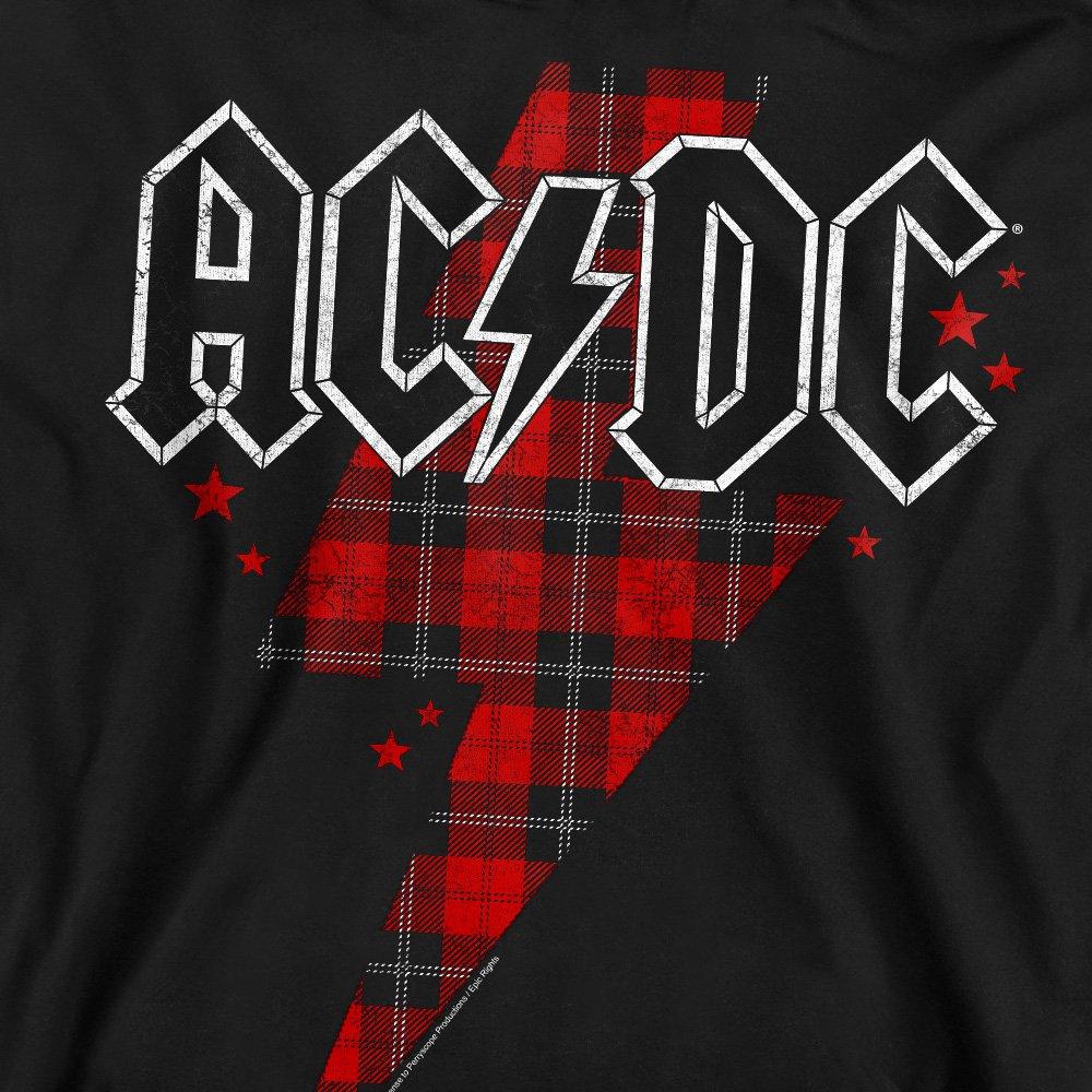Black - ACDC - AC DC Plaid Bolt Crew Sweatshirt Black - 2