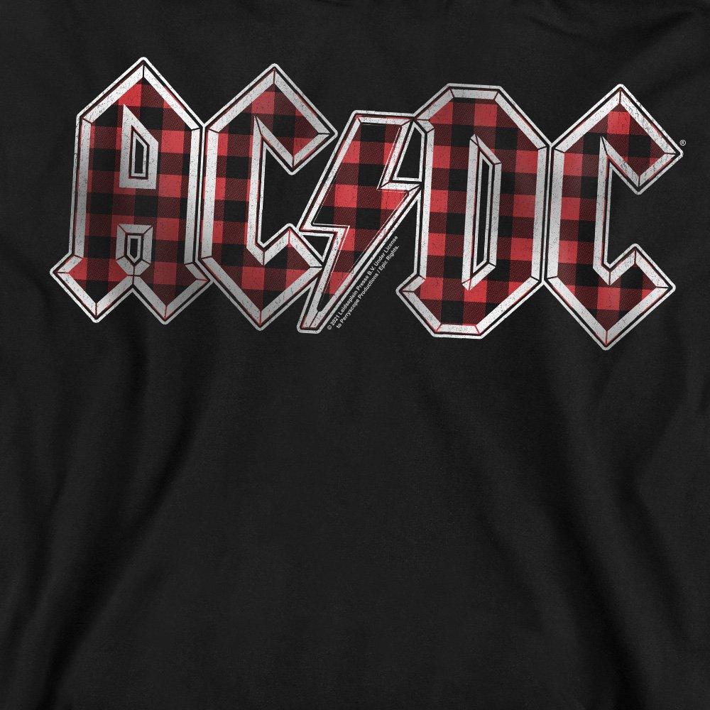 Black - ACDC - AC DC Plaid Logo Crew Sweatshirt Black - 2