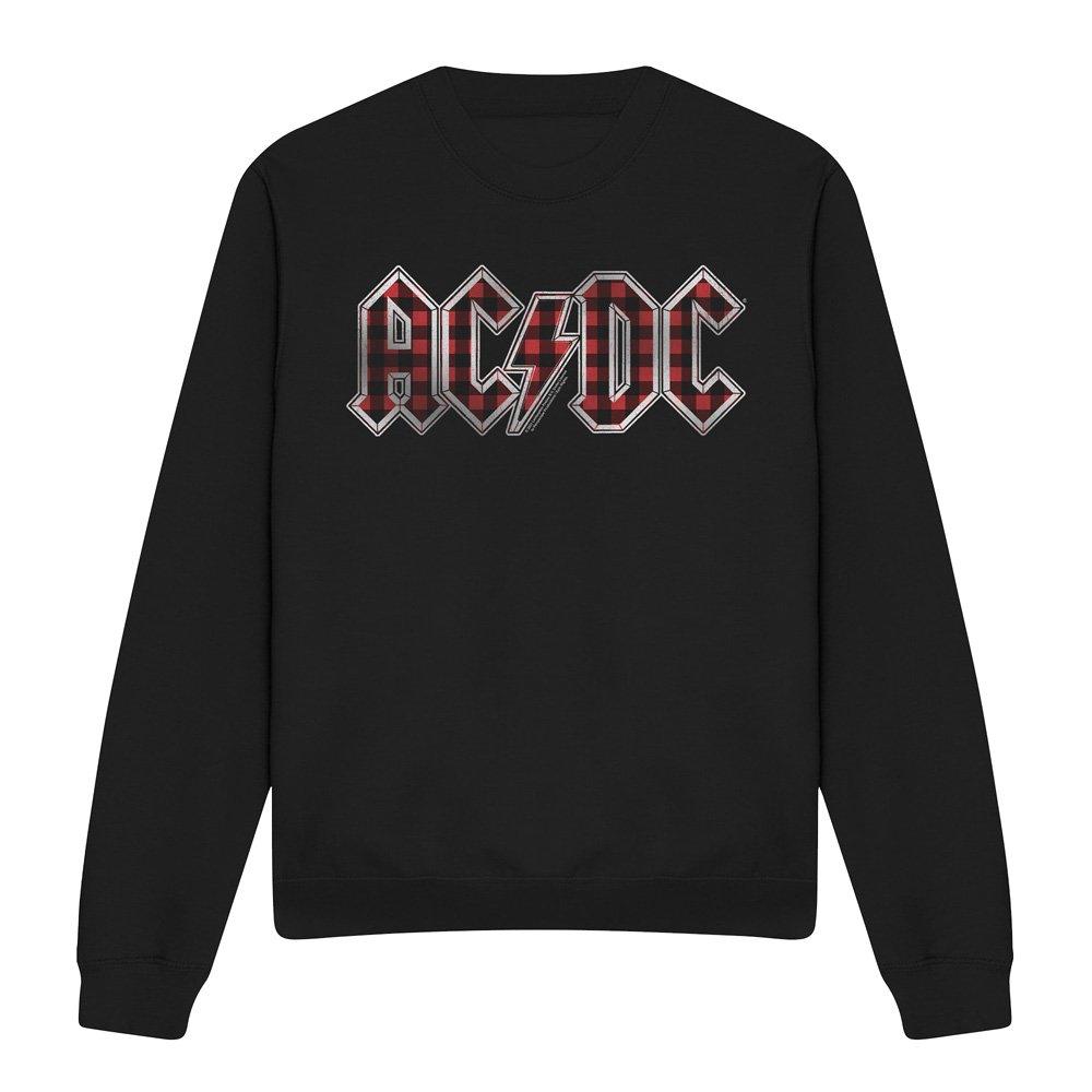 Black - ACDC - AC DC Plaid Logo Crew Sweatshirt Black - 4