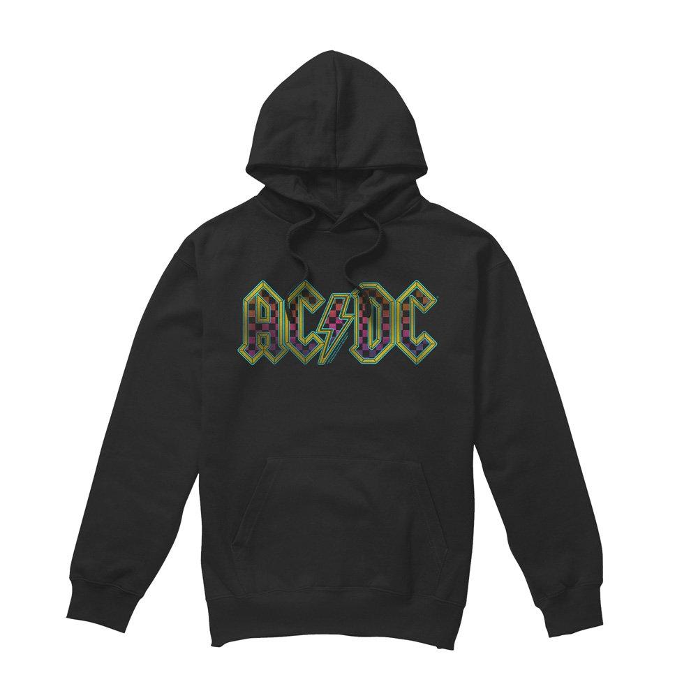 Black - ACDC - AC DC Checkerboard Gradient Logo Hoddie Black - 4