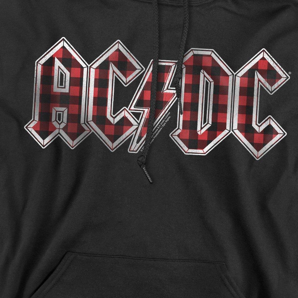 Black - ACDC - AC DC Plaid Logo Hoddie Black - 2