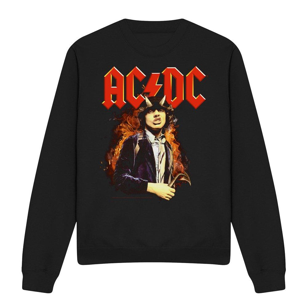 Black - ACDC - AC DC Fire And Horns Crew Sweatshirt Black - 4